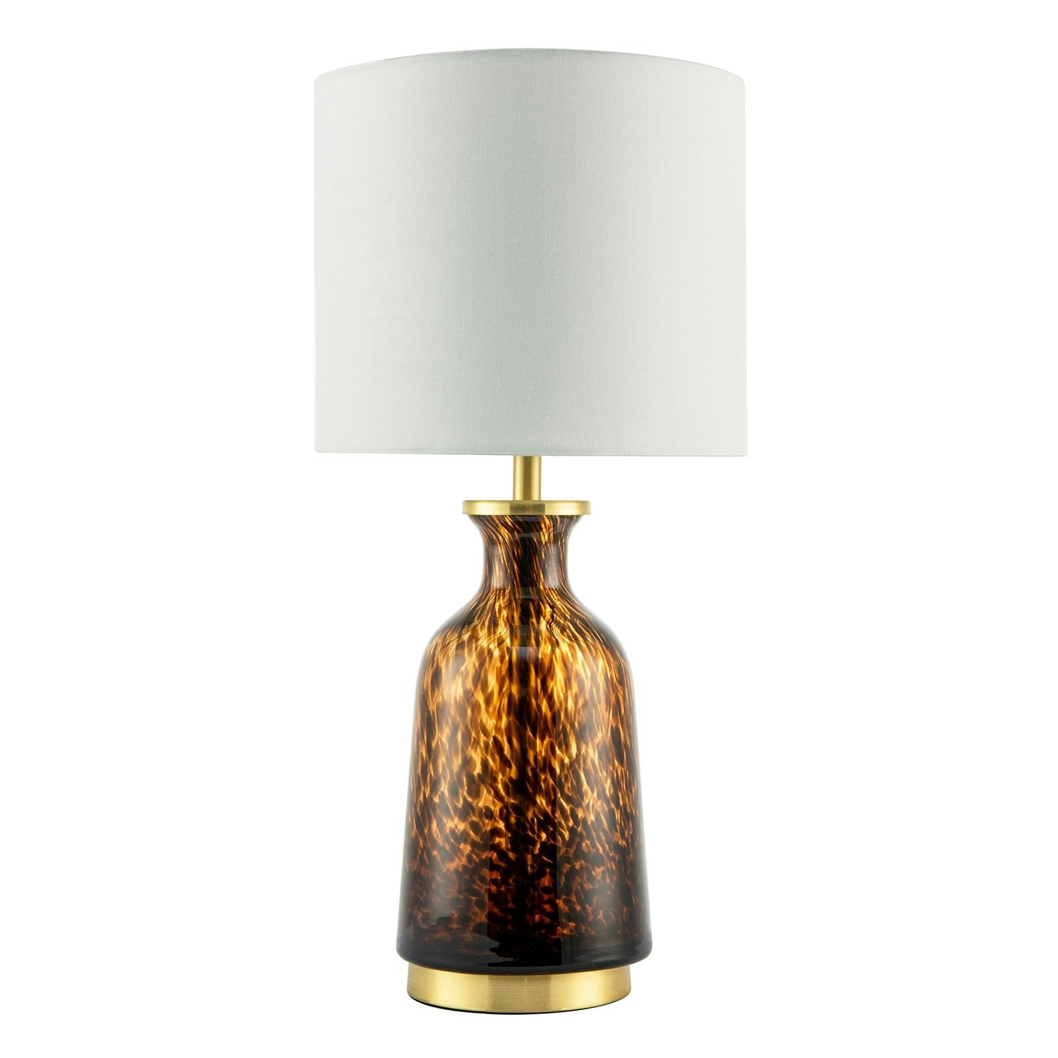 Happy Homewares Amber/Black Modern And Snowflake Speckle Glass Table Lamp With Shade