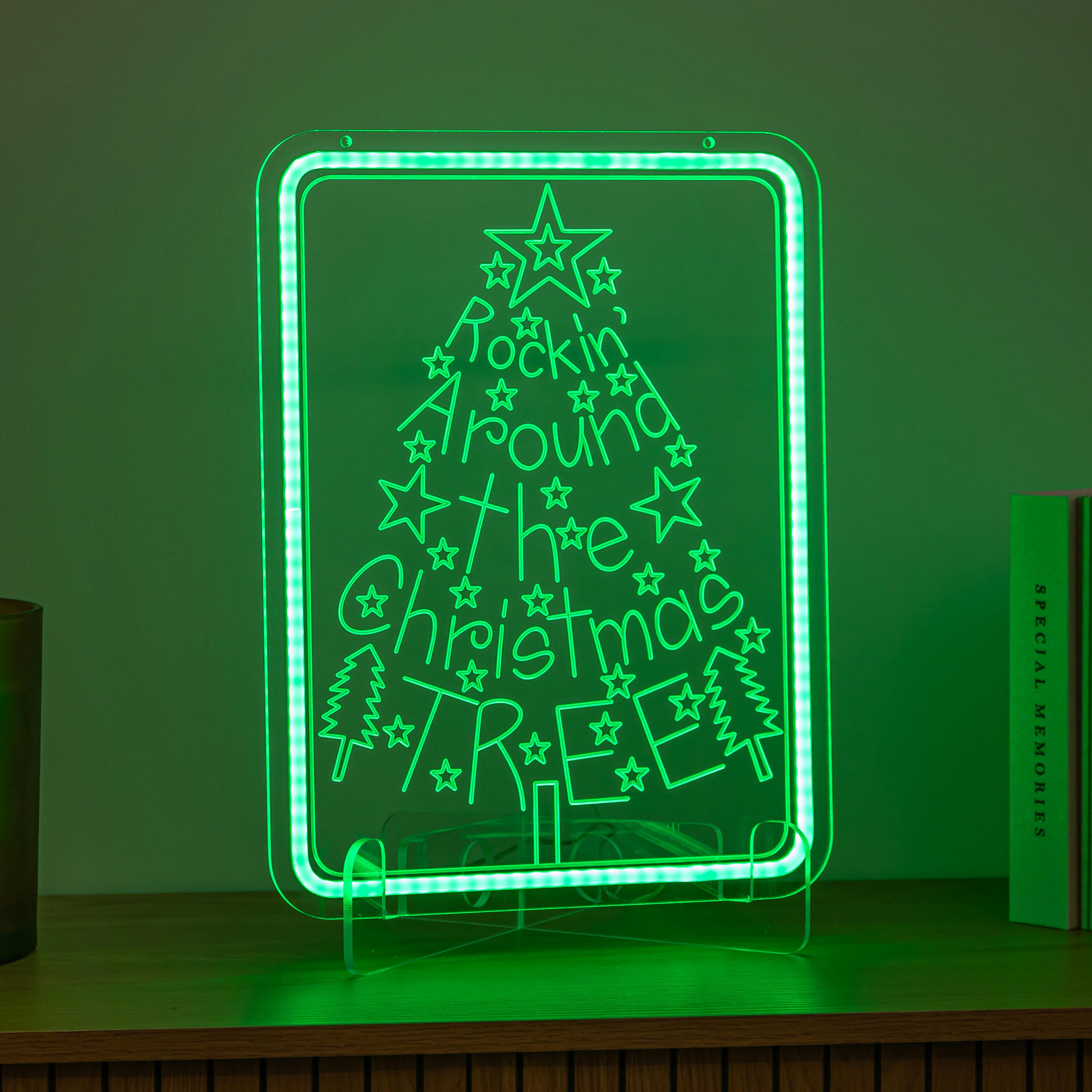Green 40Cm Usb Powered Neon Rockin' Around The Christmas Tree Led Sign - Image 3