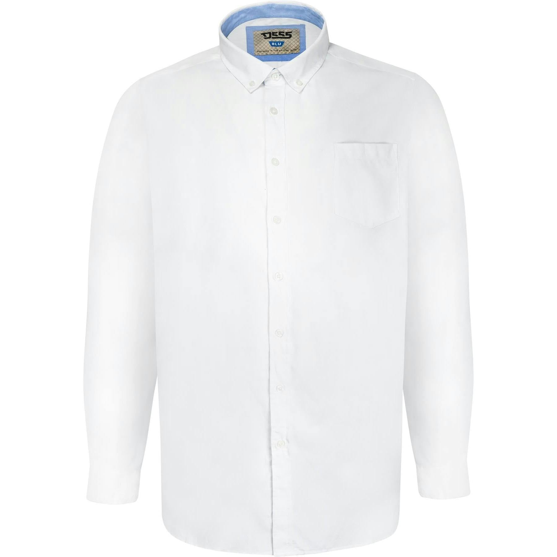 Duke Men's White D555 Richard Oxford Kingsize Long-Sleeved Shirt
