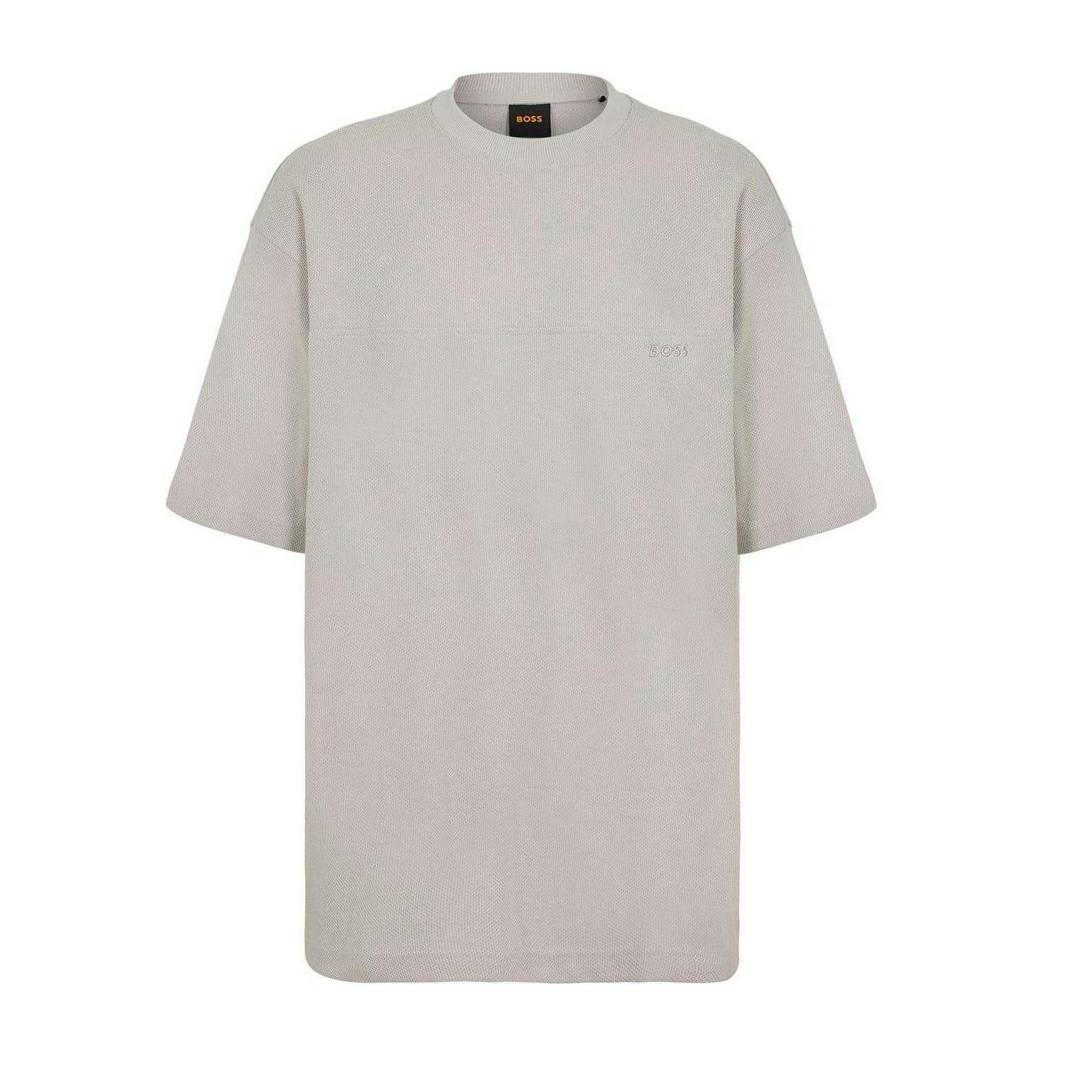 Boss Men's Grey Jersey Crew Neck Oversized T-Shirt - Xl - 100% Cotton