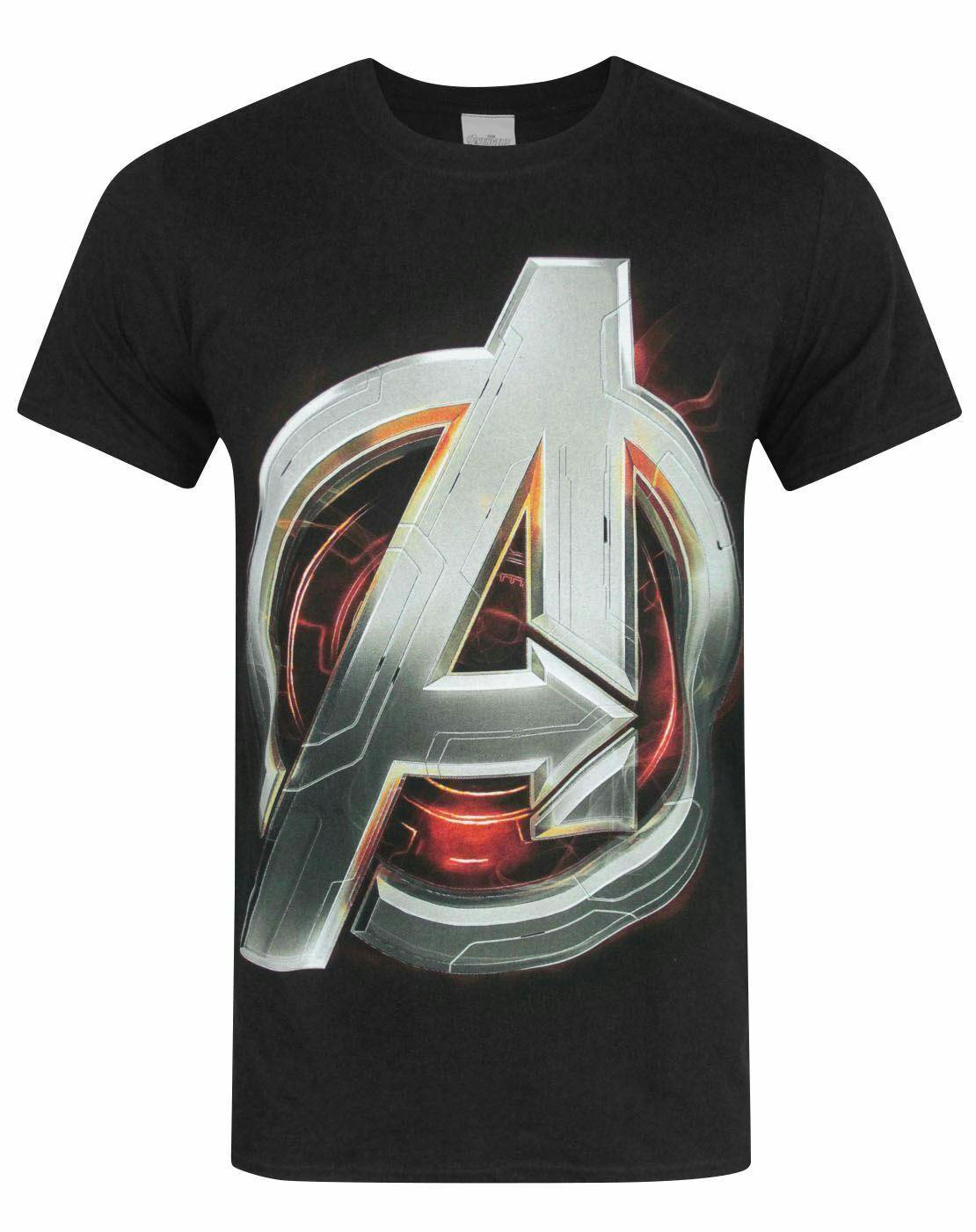 Vanilla Underground Men's Black Marvel Avengers Logo Short Sleeved T-Shirt - Medium