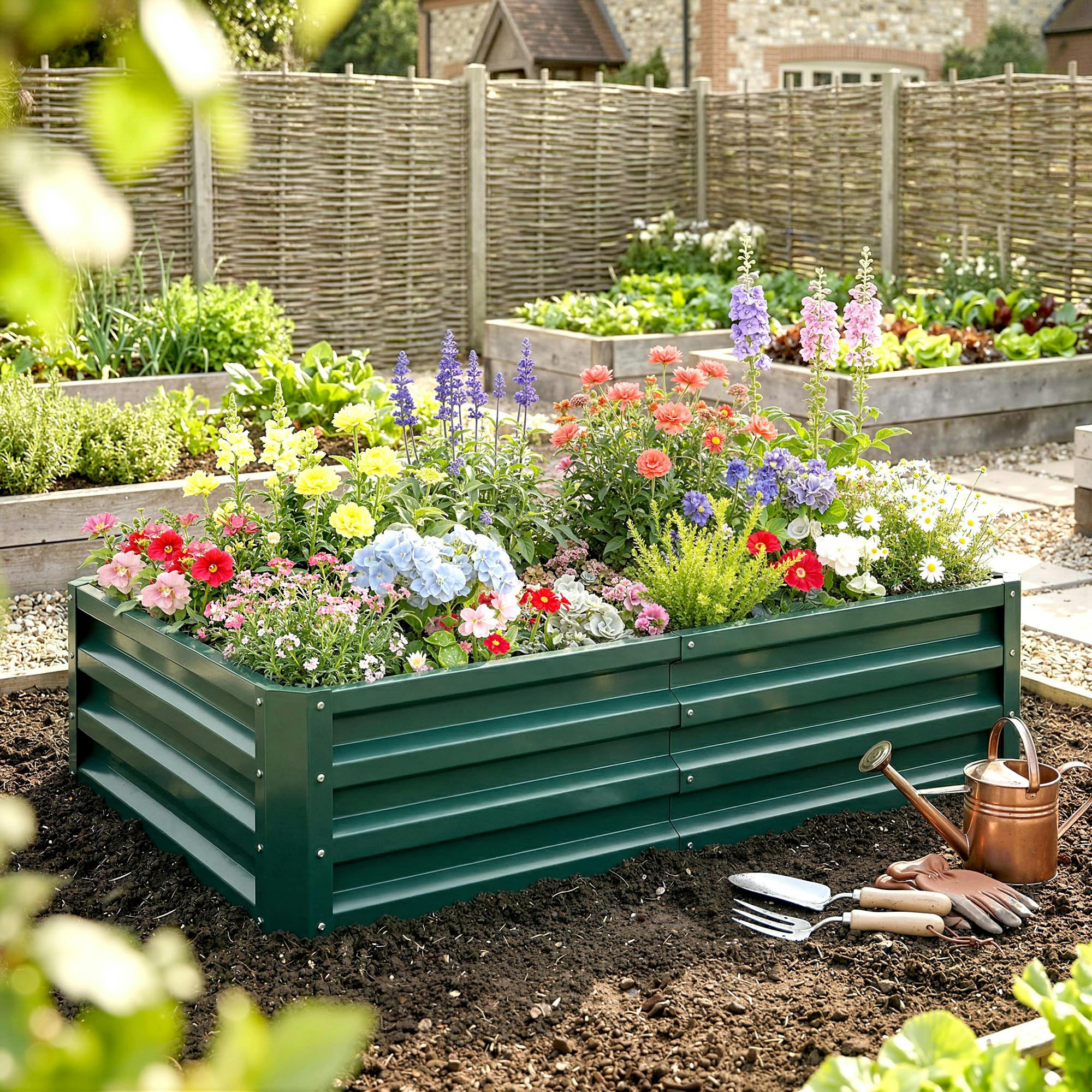 Rackhams Green Raised Garden Bed Elevated Planter Box For Flowers