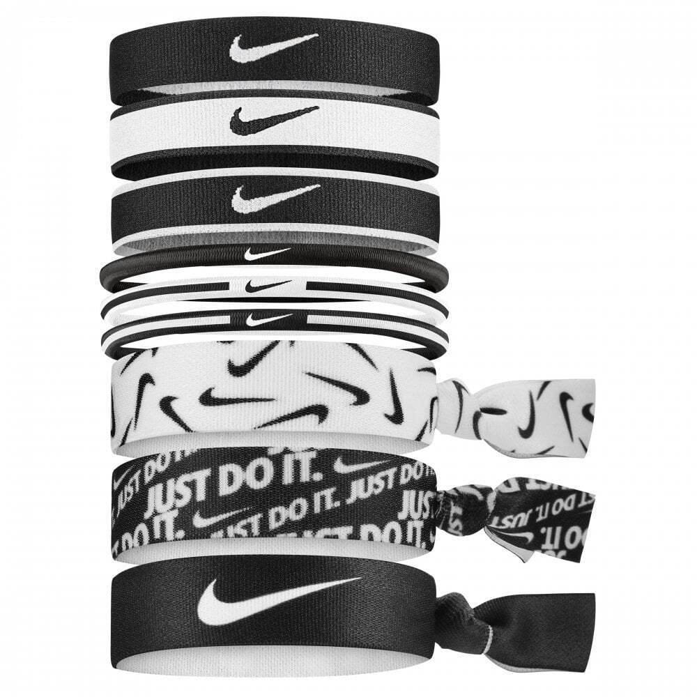 Nike Black Mixed Width Ponytail Hairband - One Size - 48% Polyester/31% Rubber/19% Nylon/2% Spandex