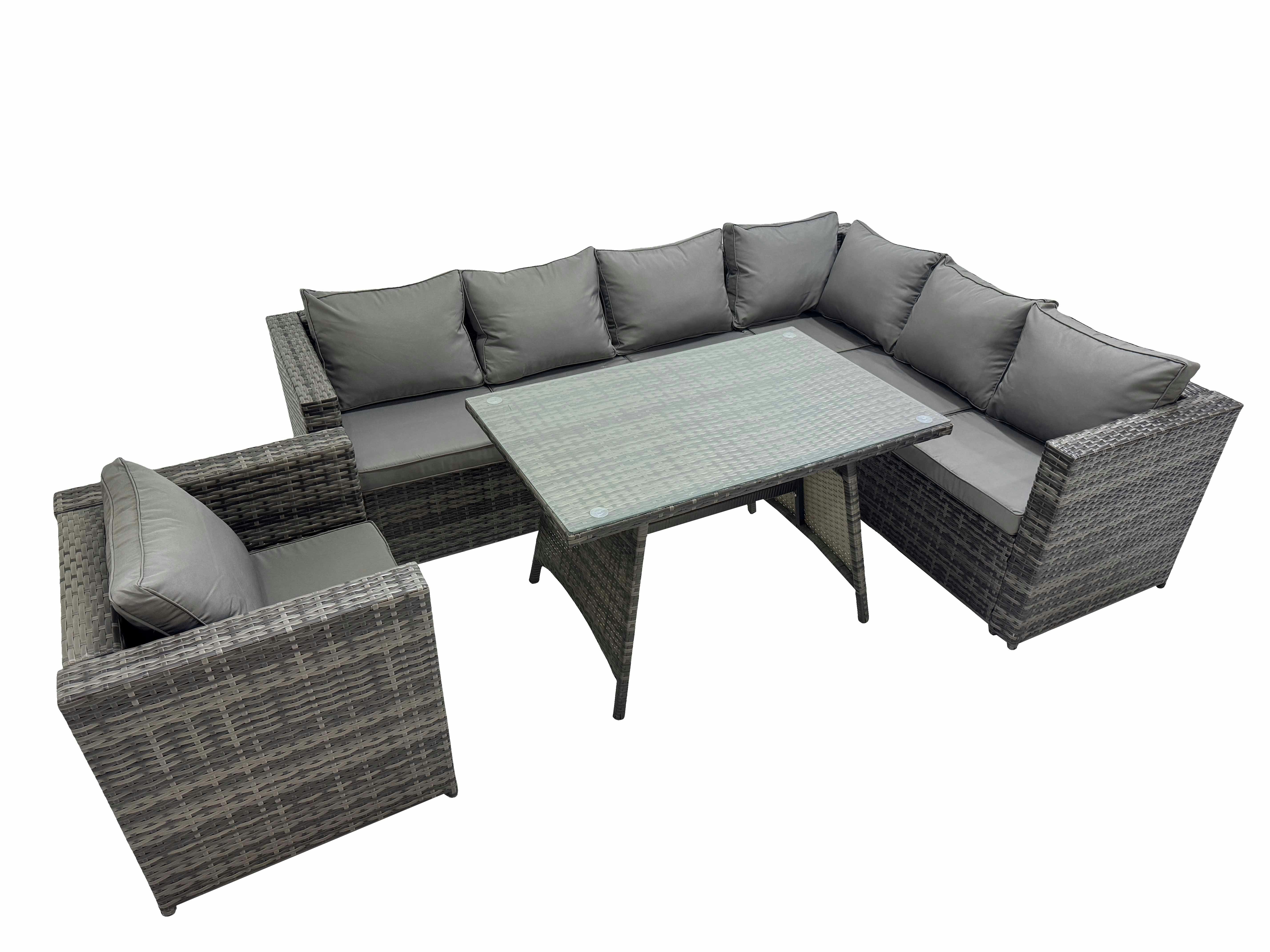 Fimous Dark/Grey Rattan Garden Furniture Patio Furniture Sets With Dining Table Chair Mixed