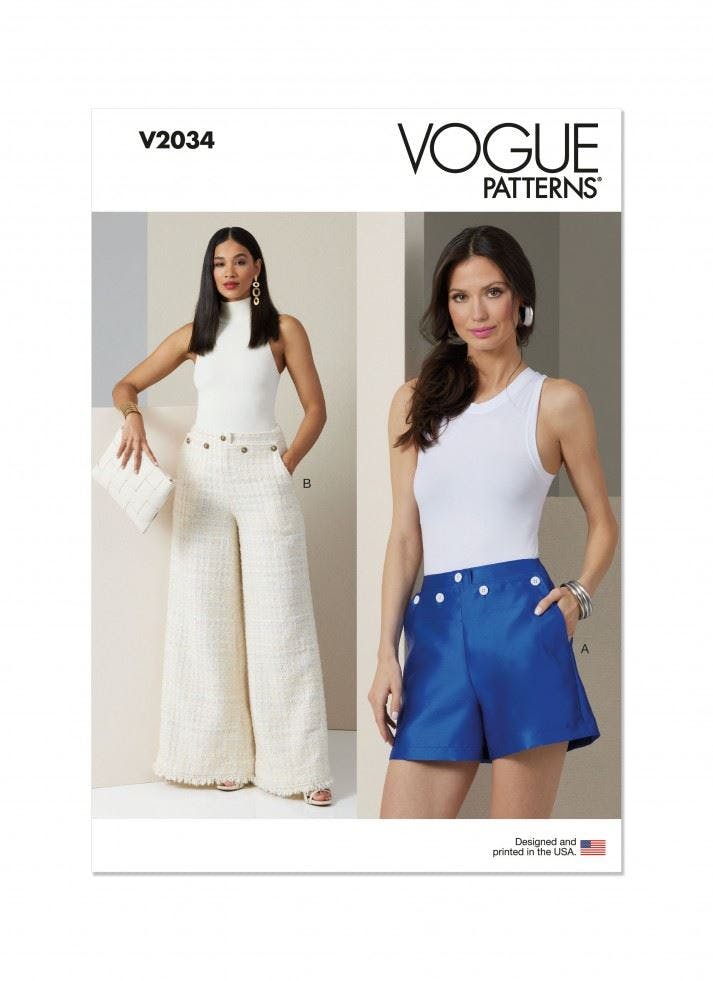 Vogue Women's Sewing Pattern 2034, Trousers, Shorts For B5(8-10-12-14-16) - Easy - B5(8-10-12-14-16)
