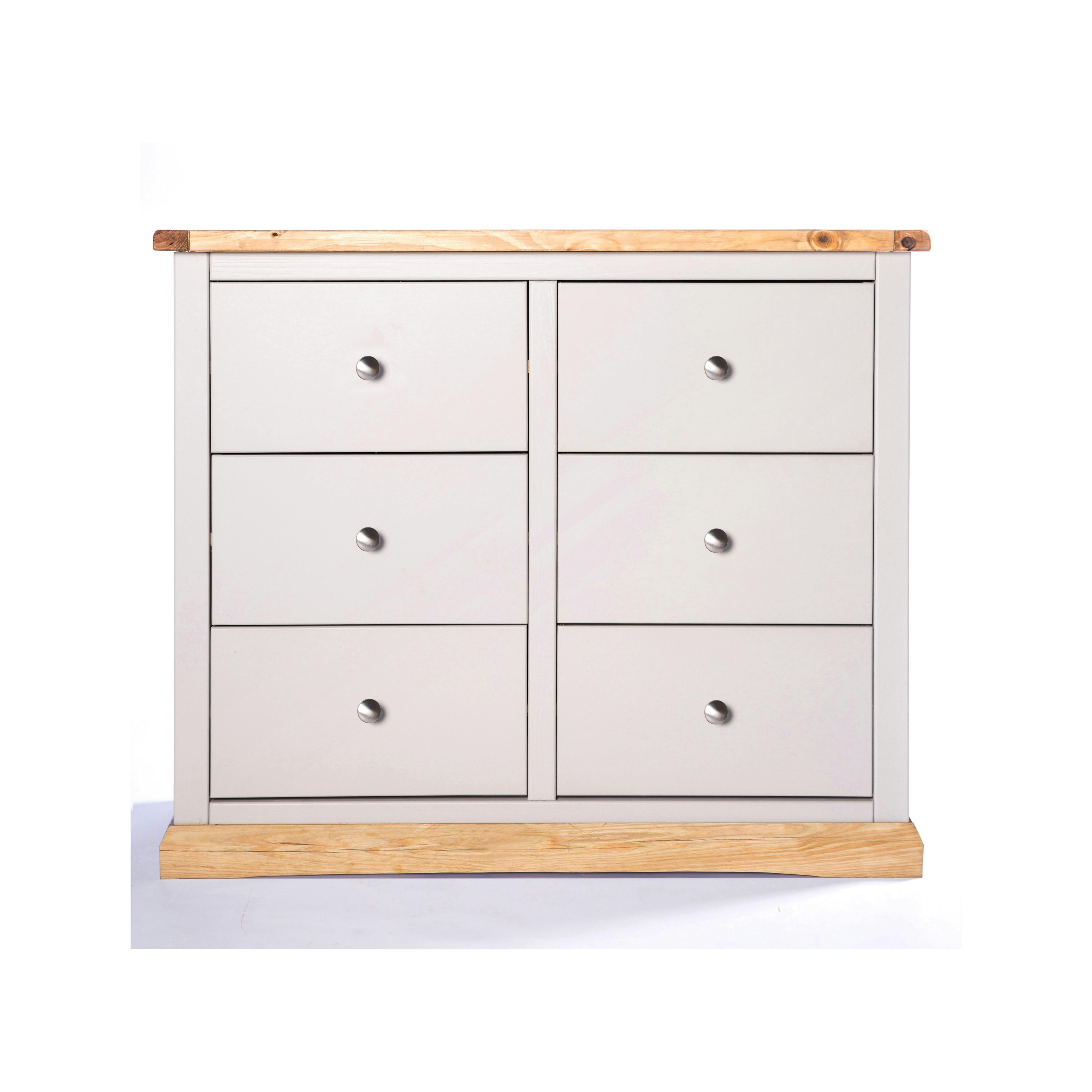 Rackhams Light/Grey Bomporto 6 Drawer Chest Of Drawers Chrome Knob
