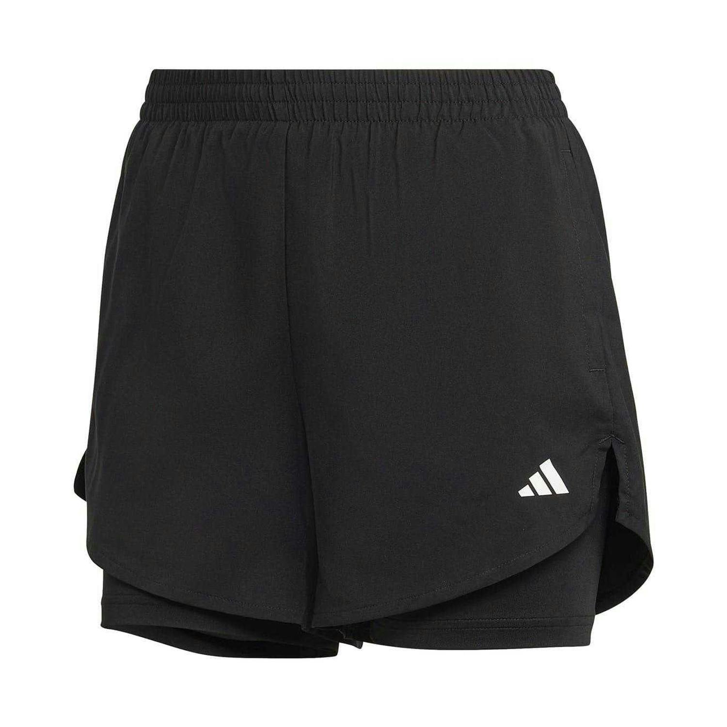 Adidas Women's Black/White 2 In 1 Running Shorts - 4 Uk - 6 Uk - 100% Mixed