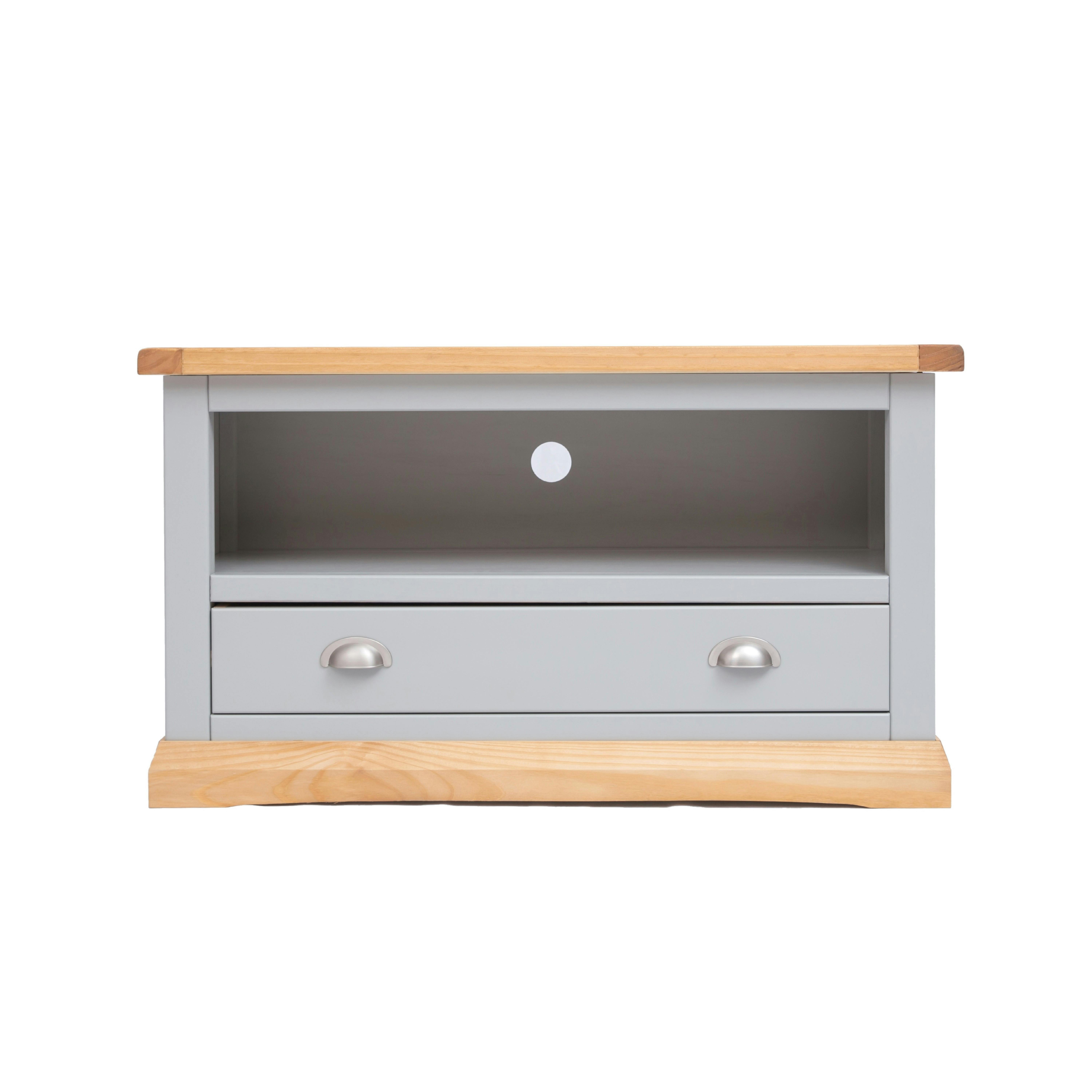 Cabinet Bits Light/Grey Bomporto 1 Drawer Tv Cabinet Chrome Cup Handle