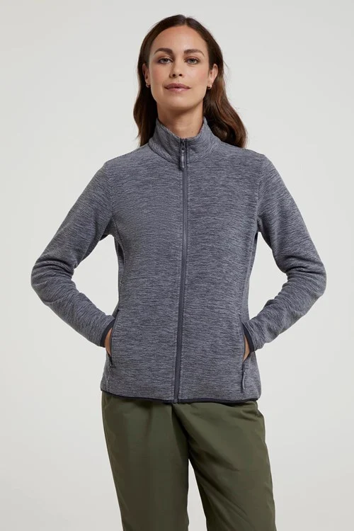 Mountain Warehouse Women's Grey Snowdon Ii Melange Full Zip Fleece Jacket - 6 Uk - Charcoal