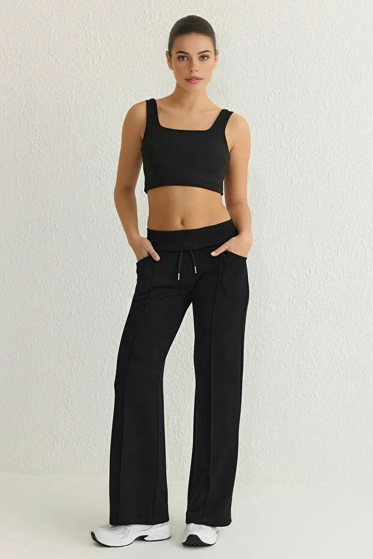 Wovcor Black Soft Fabric Sport Knit Jogger With Pockets And Reflective Print - Xs