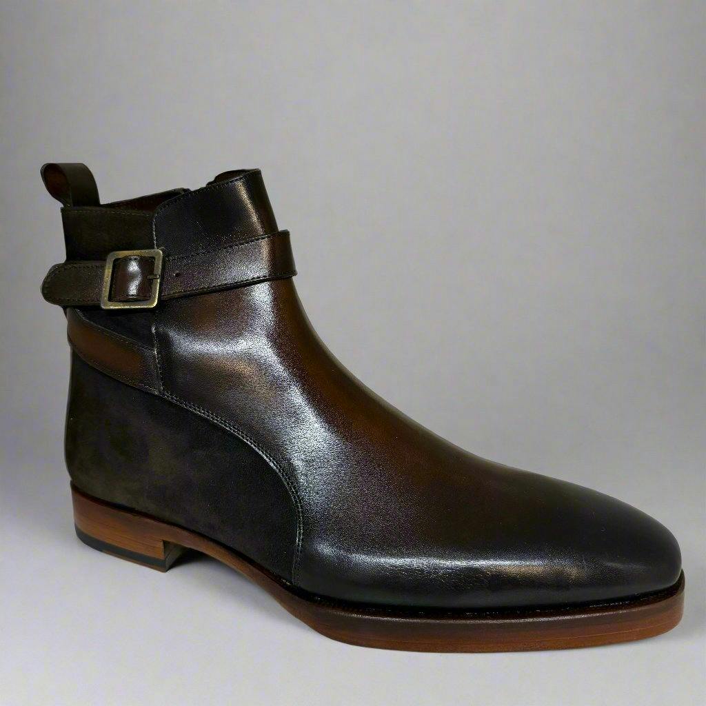 Claudio Lugli Brown Suede + Leather Hand Painted Boot - Q - 01 - 8340 - Uk42- Size 8