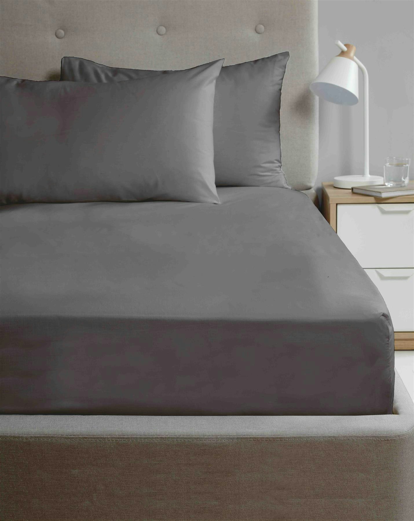 Rackhams Microfibre 180 Thread Count Fitted Sheets - Double - Charcoal