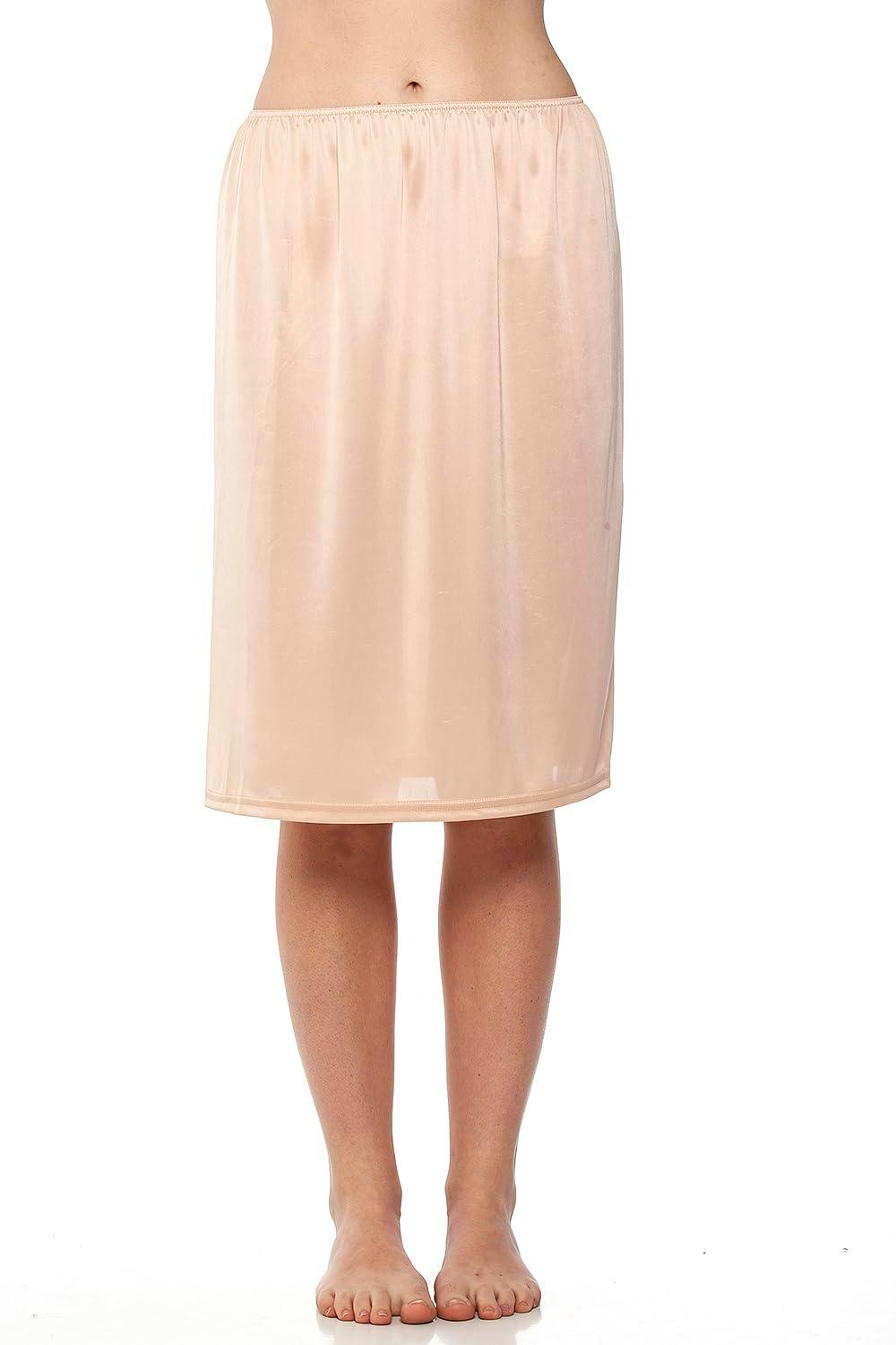 Camille Women's Beige 24'' Half Length Cling Resistant Under Skirt Slip - 22