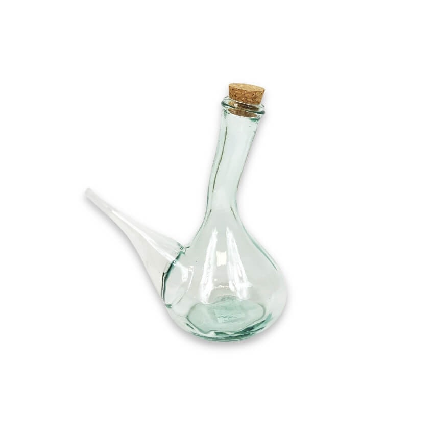 Rackhams Spanish Porron Decanter/Pourers With Cork - Recycled Glass - Clear - 500Ml - 17Cm W X 21Cm H