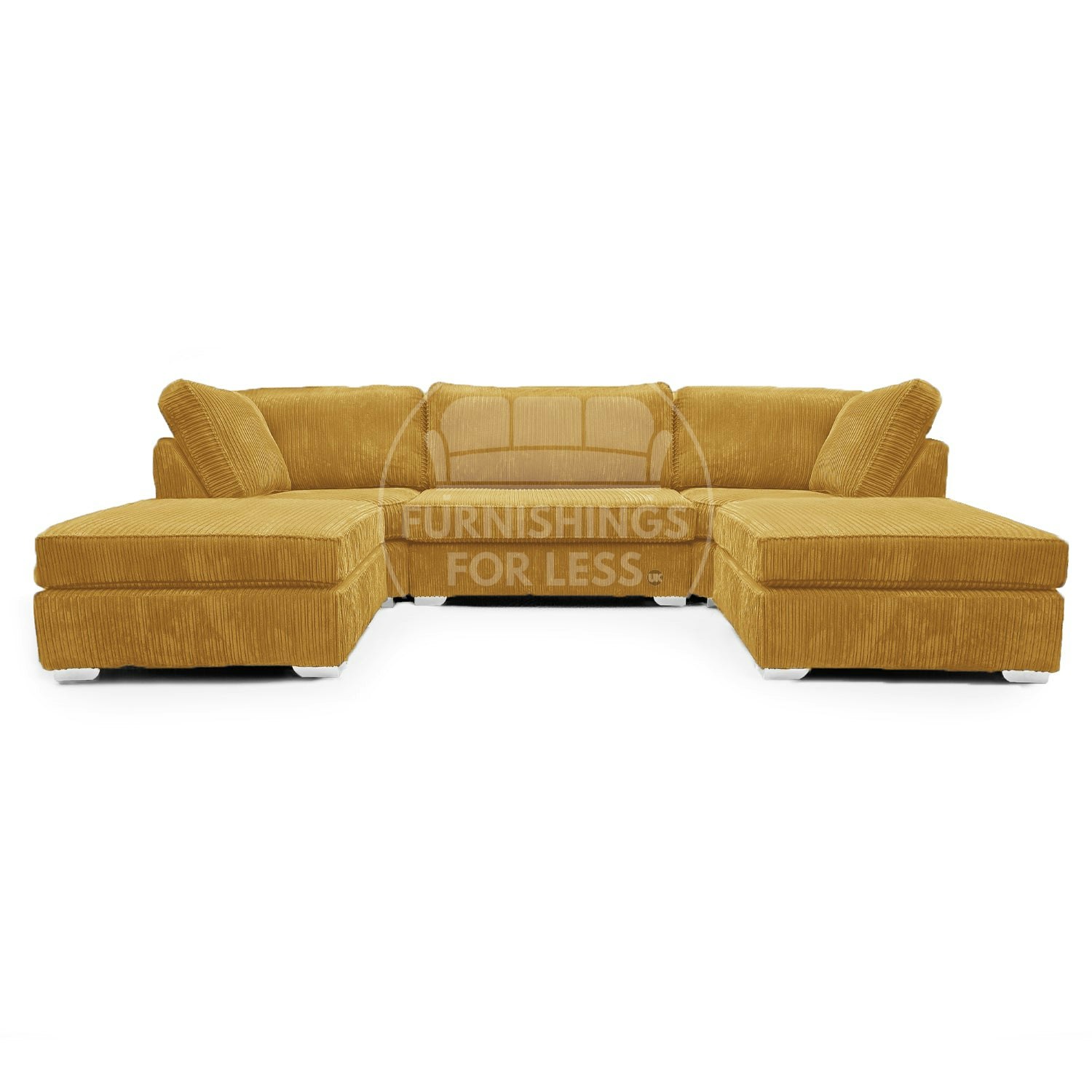 Furnishings For Less Bishop U-Shaped Fullback Jumbo Cord Sofa - Mustard