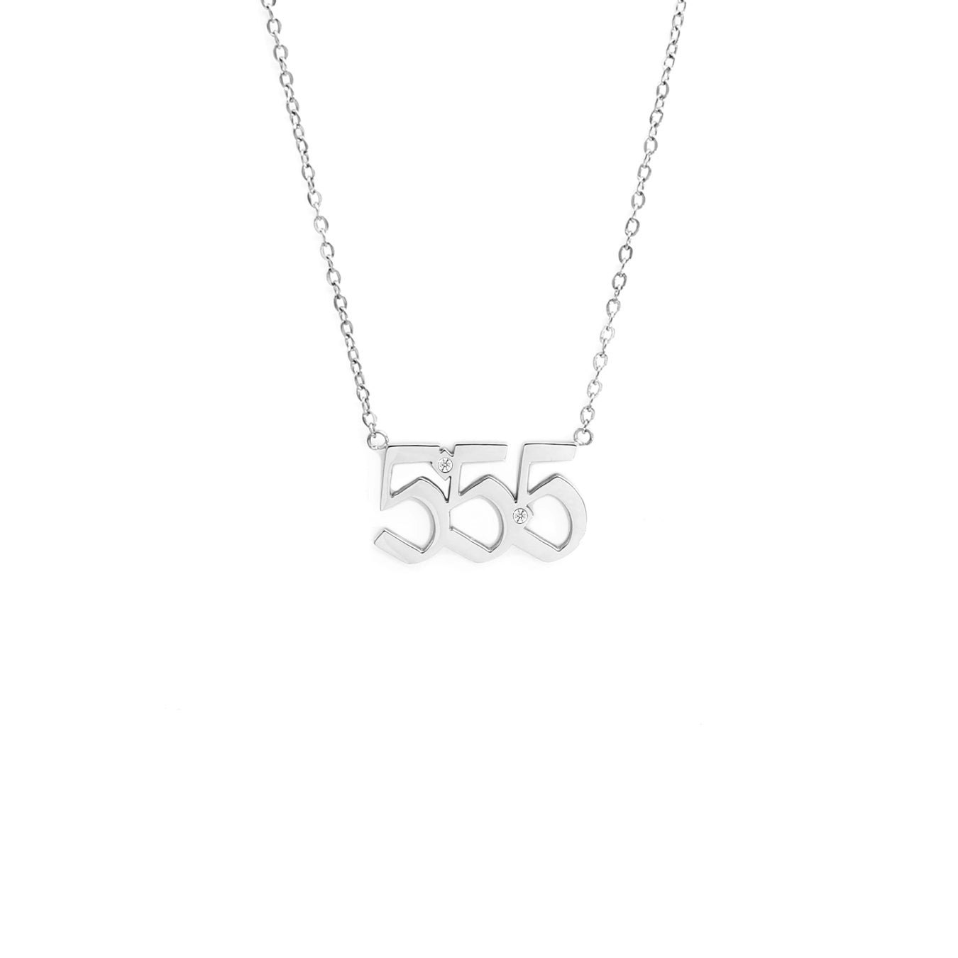 Say It With Silver Angel Number Necklace - 555