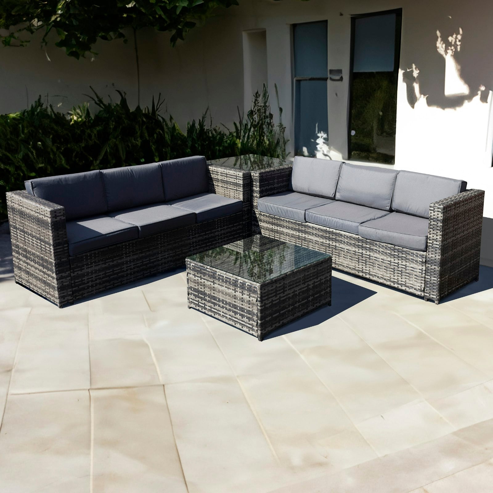 Rackhams Grey Malta Rattan 6 Seater Corner Set In Walnut - Walnut - Pe Rattan - 1
