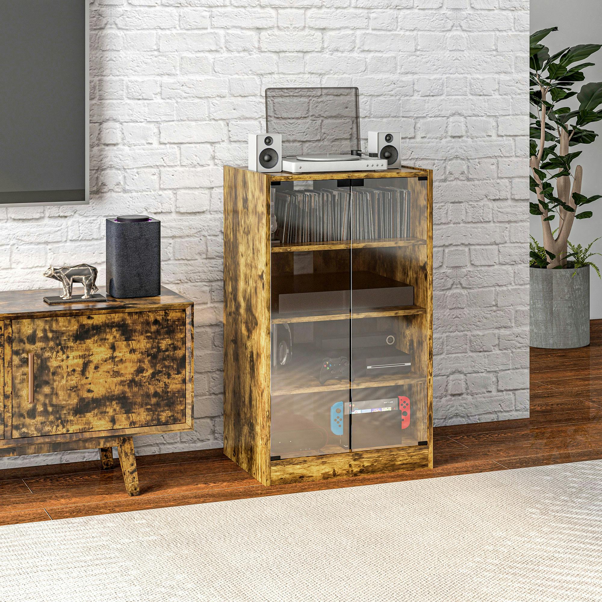 Rackhams Brown 4-Tier Hi-Fi Stand With Adjustable Shelves - Rustic