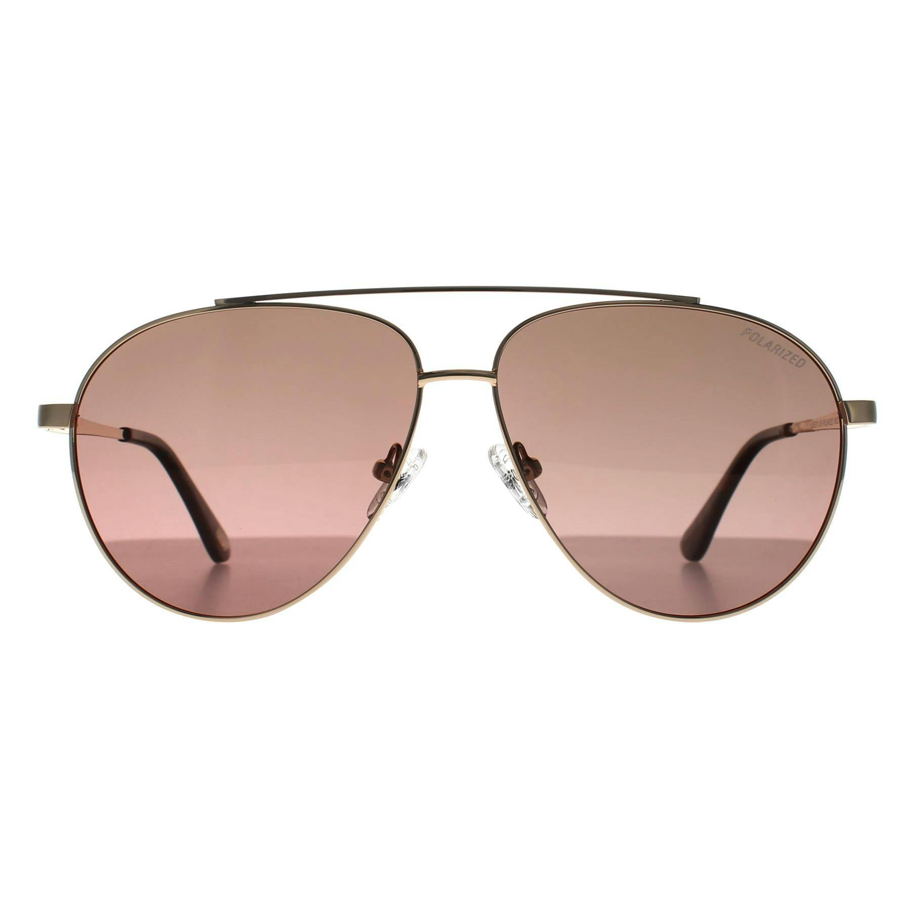 Skechers Gold/Brown Sunglasses Se6276 32H Shiny Pale Polarized