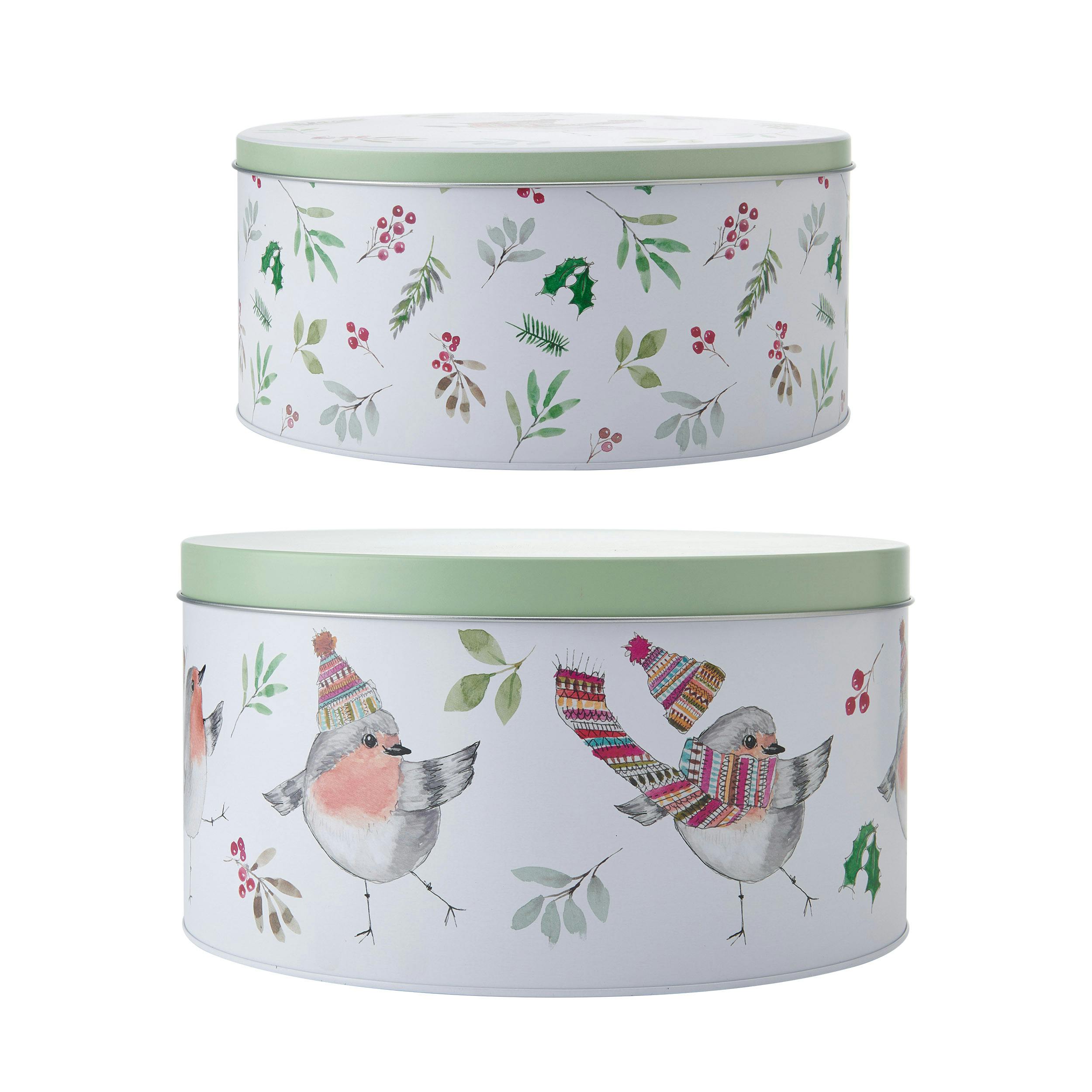 Rackhams White Tipperleyhill Robin Cake Tins, Set Of 2 - Metal - Cake Tin