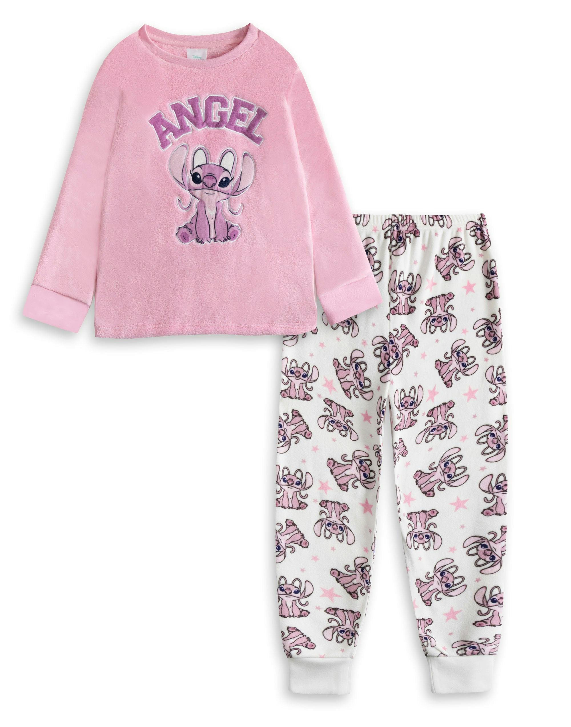 Vanilla Underground Girls Pink Lilo & Stitch Angel Long Sleeve Long Leg Pyjama Set - 5-6 Years