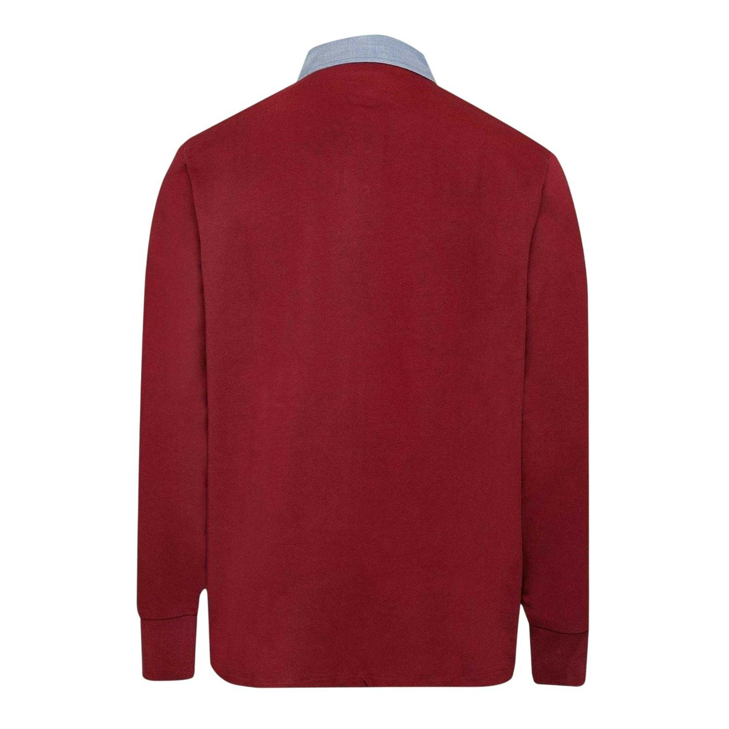 Gant Men's Red Rugger Chambray Regular Polo Sweatshirt - Xxl - 100% Cotton
