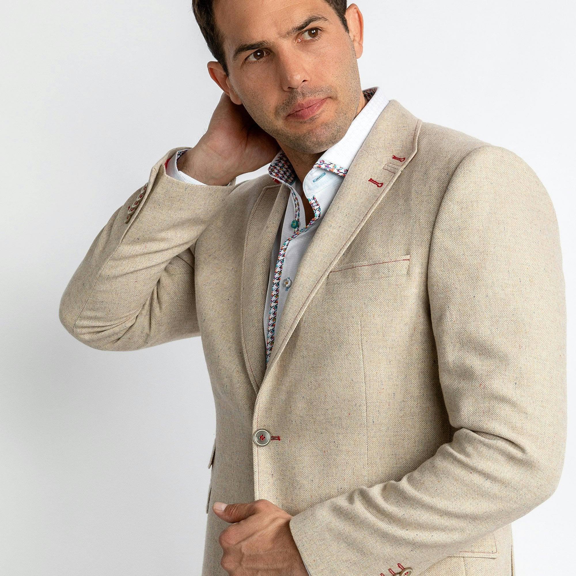 Claudio Lugli Beige Flecked Wool Jacket - 52 Uk/ 62 Eu