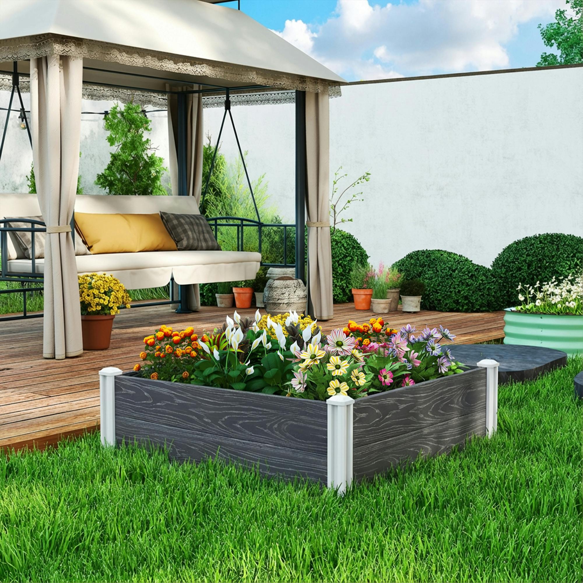 Outsunny Vinyl Raised Garden Bed Kit, 3 X 3 X 1Ft Modular Garden Box - 102 - 33 - Image 2