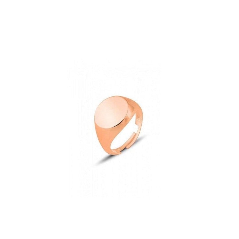 Spero London Silver/Gold Signature Circle Sterling Signet Ring - Rose - Rose