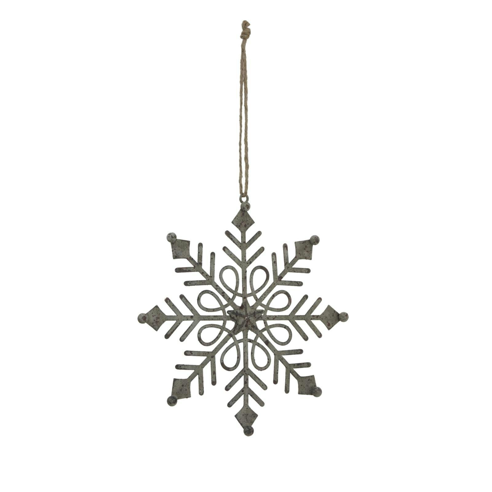 Hill Interiors White Metal Snowflake Christmas Hanging Decoration - / - White/ - 18Cm X 1Cm X 3Cm - 100% Mixed