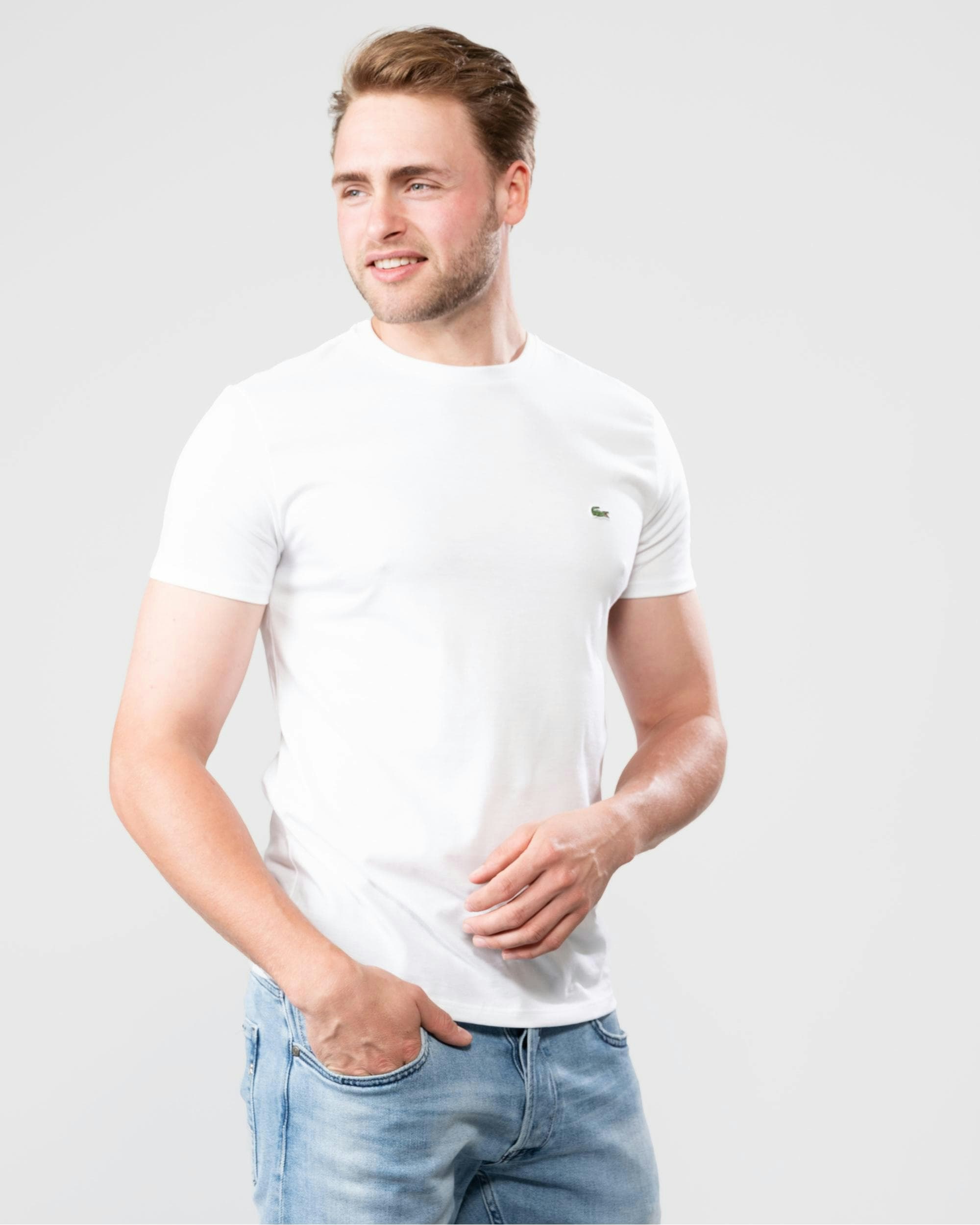 Lacoste Men's White Crew Neck Pima Cotton Jersey T-Shirt - 001 - 001 - M