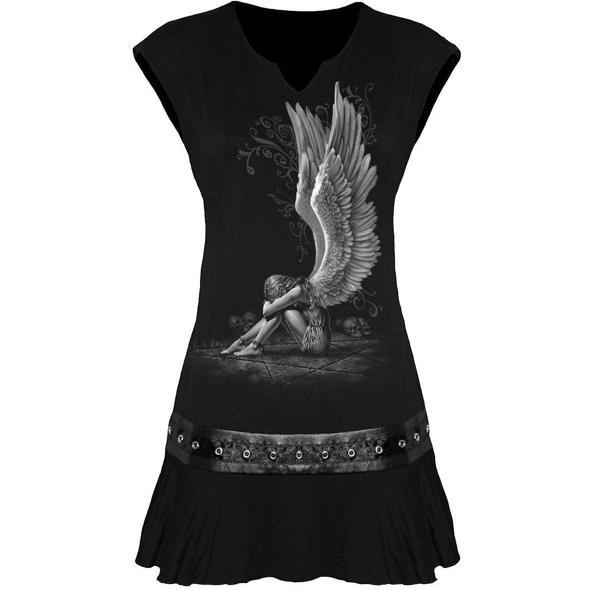 Spiral Direct Black Enslaved Angel - Stud Waist Mini Dress - L - Digital - Digital