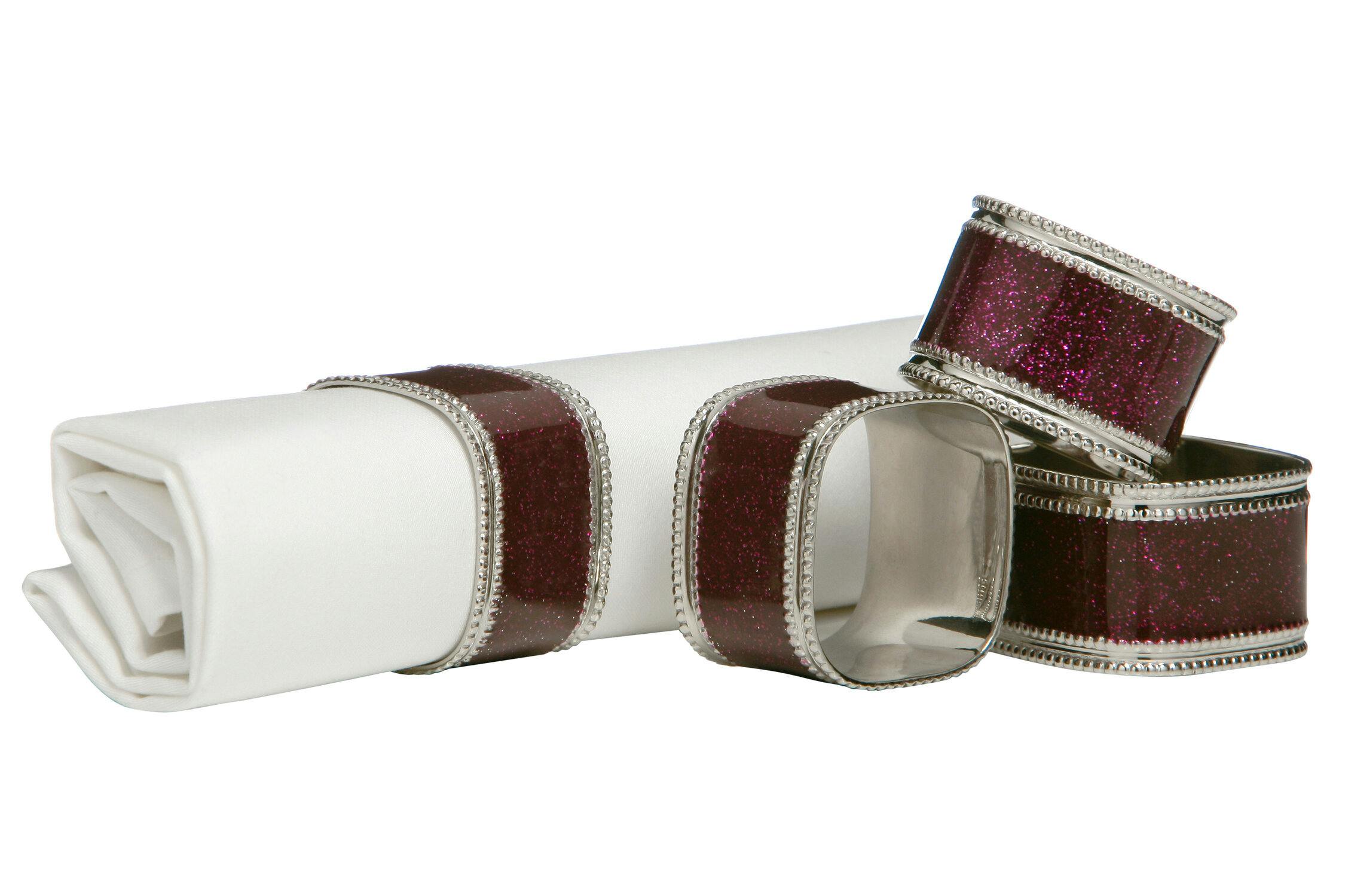 Maison By Premier Purple Set Of Four Glitter Napkin Rings