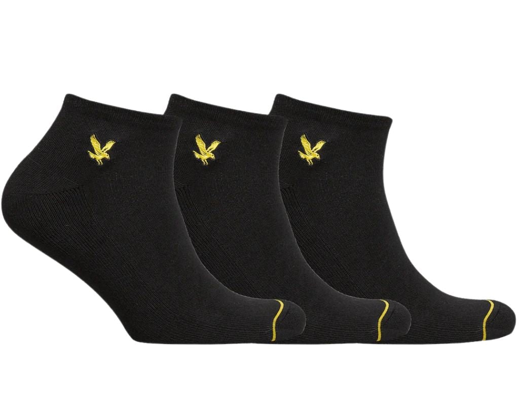 Lyle & Scott Men's Black 3-Pack Ross Trainer Socks, - One Size