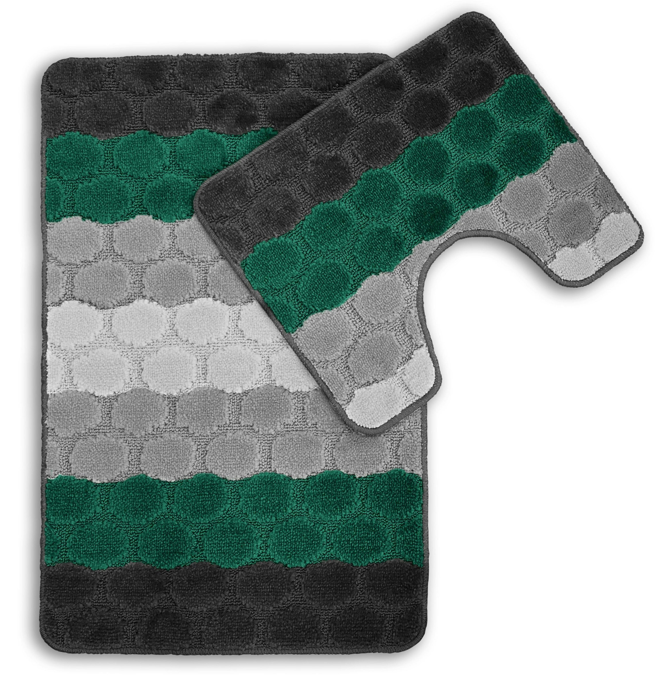 Velosso Green Hex Stripe Bathmat Set Anti Slip