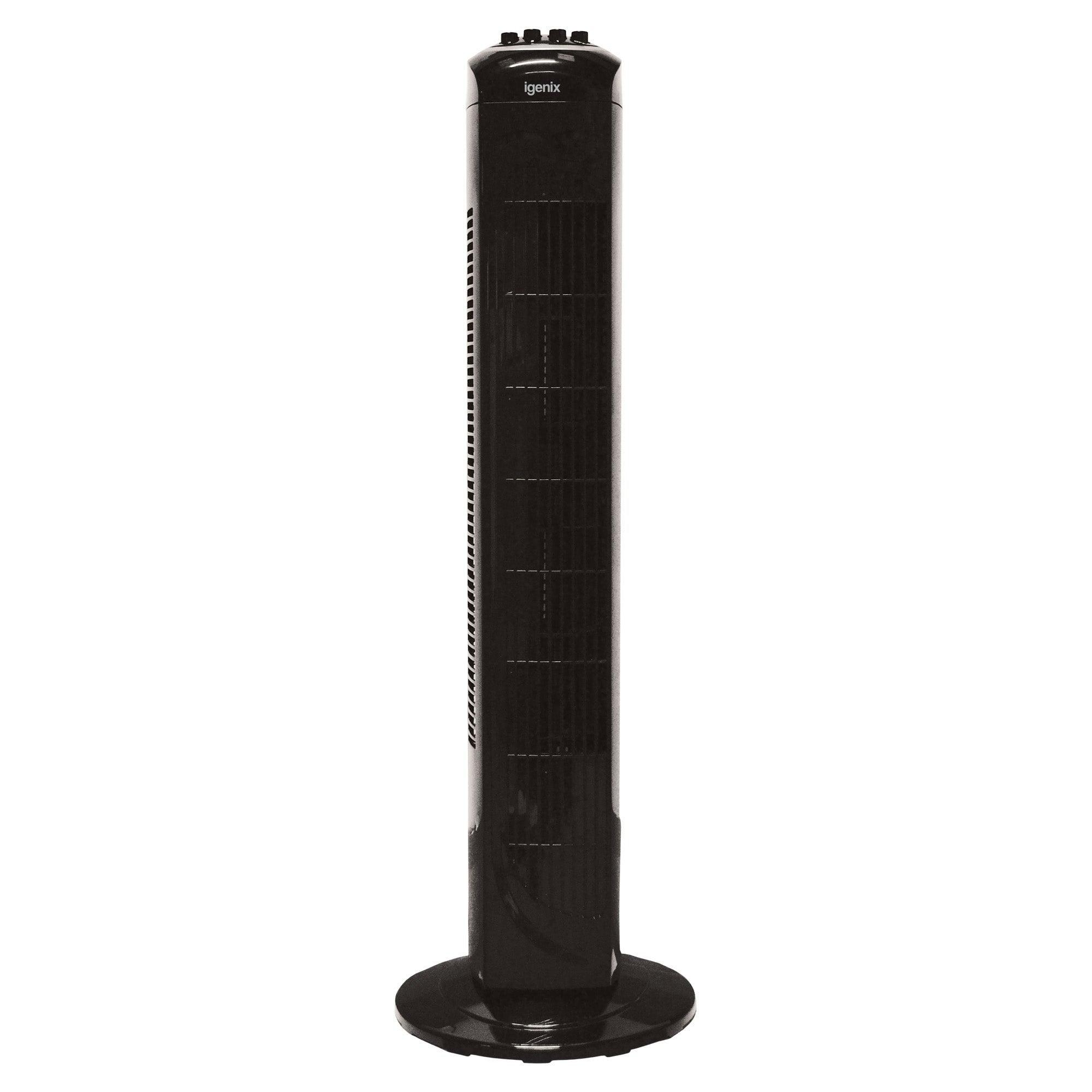 Igenix Black Tower Fan, Oscillating, 2 Hour Timer, 30 Inch,