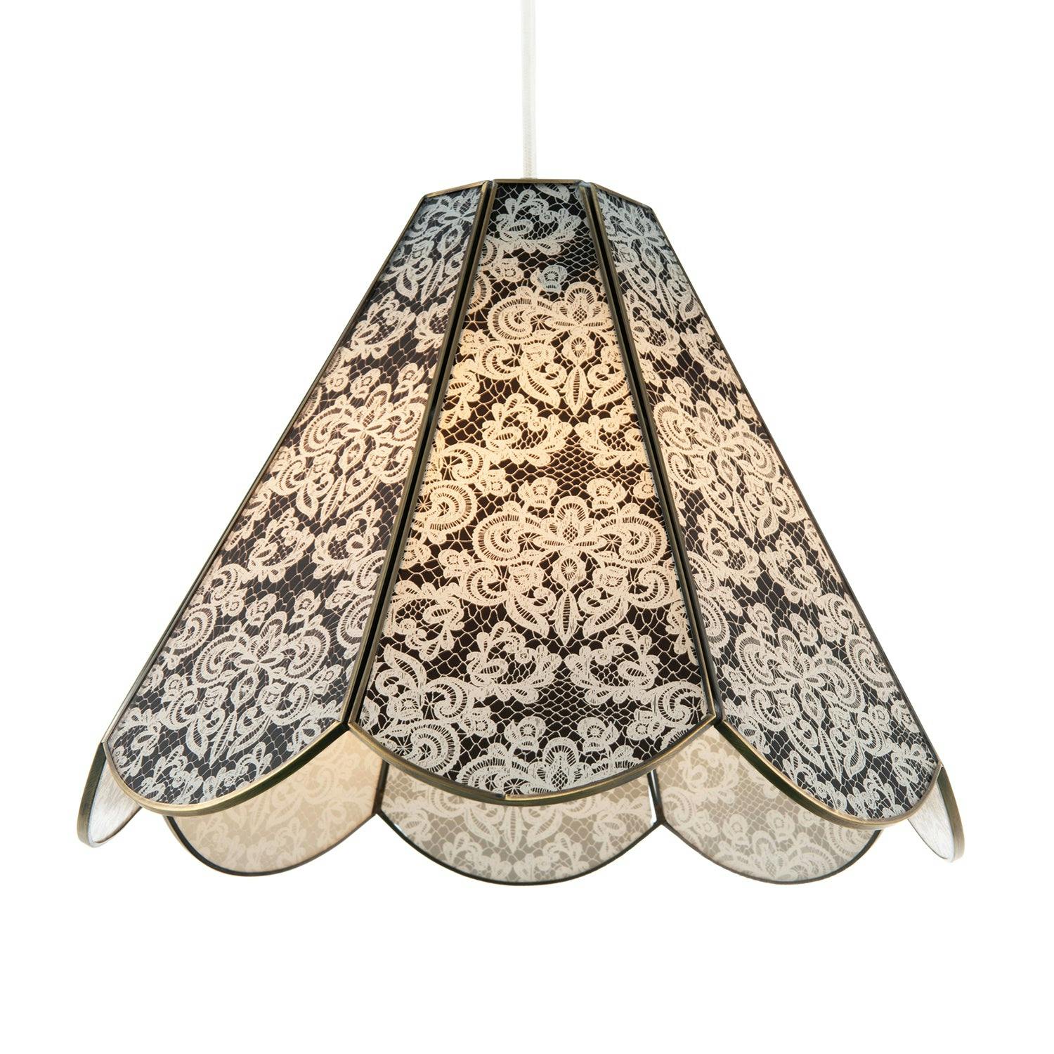 Happy Homewares White Classic Traditional Floral Glass Pendant Ceiling Lighting Shade