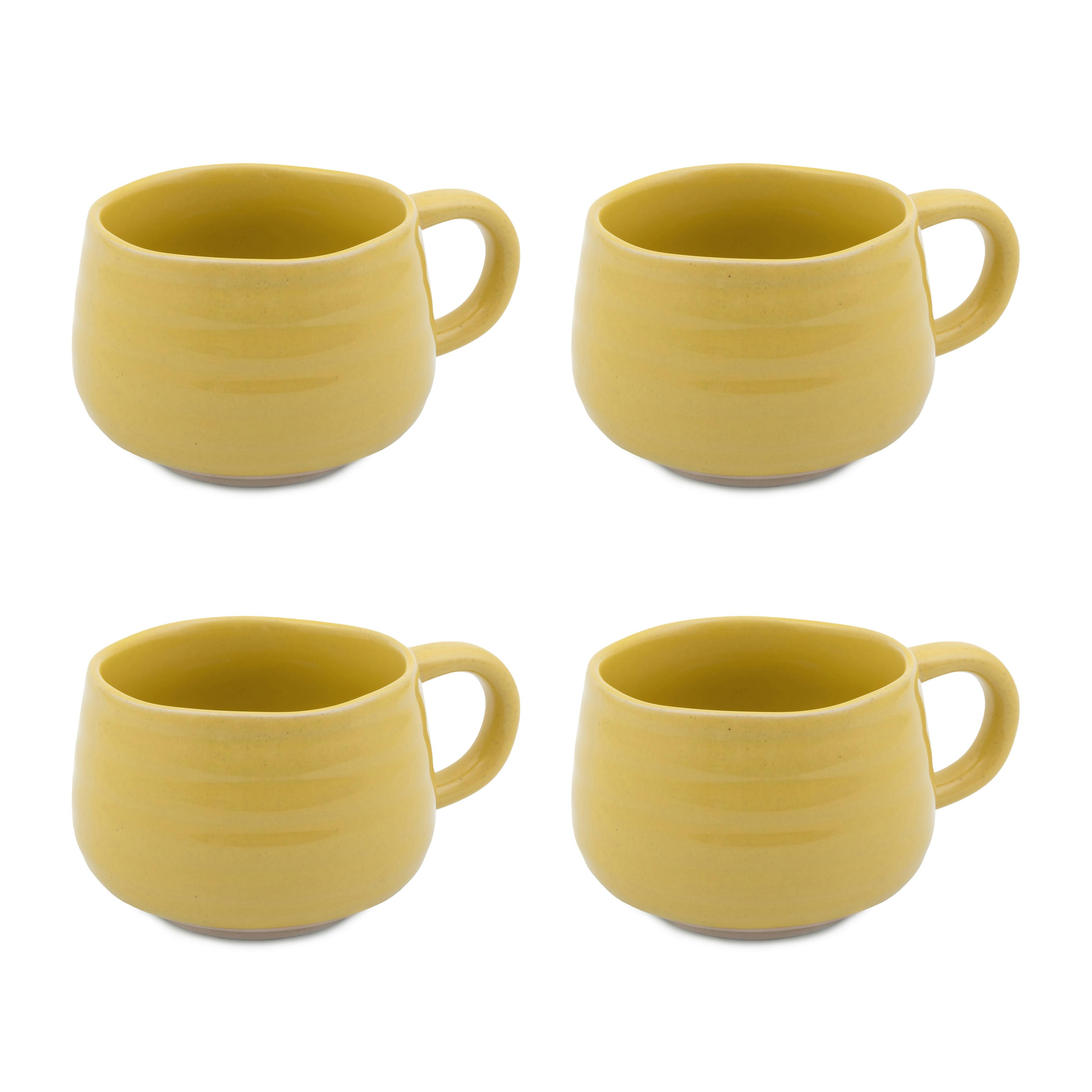 Jamie Oliver Yellow Big Love Cosy Cuppa Set, 4Pc Stoneware Mugs - Stoneware - Mugs