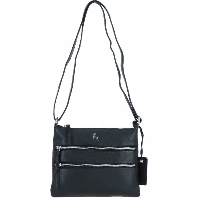 Ashwood Black Real Leather Crossbody Bag: Ayr - Leather
