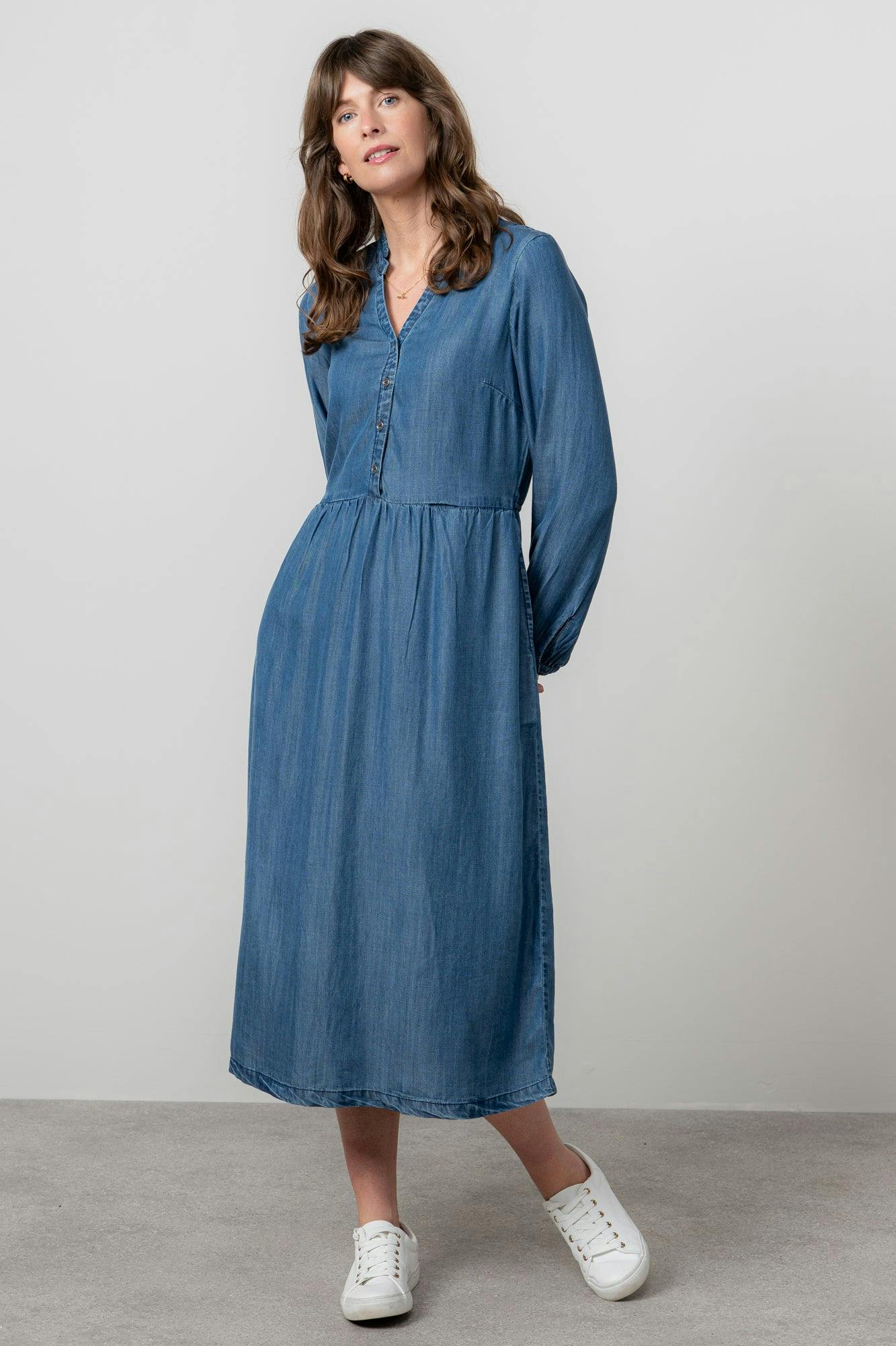 Lily & Me Blue Ellington Tencel™ Denim Midi Dress - 20
