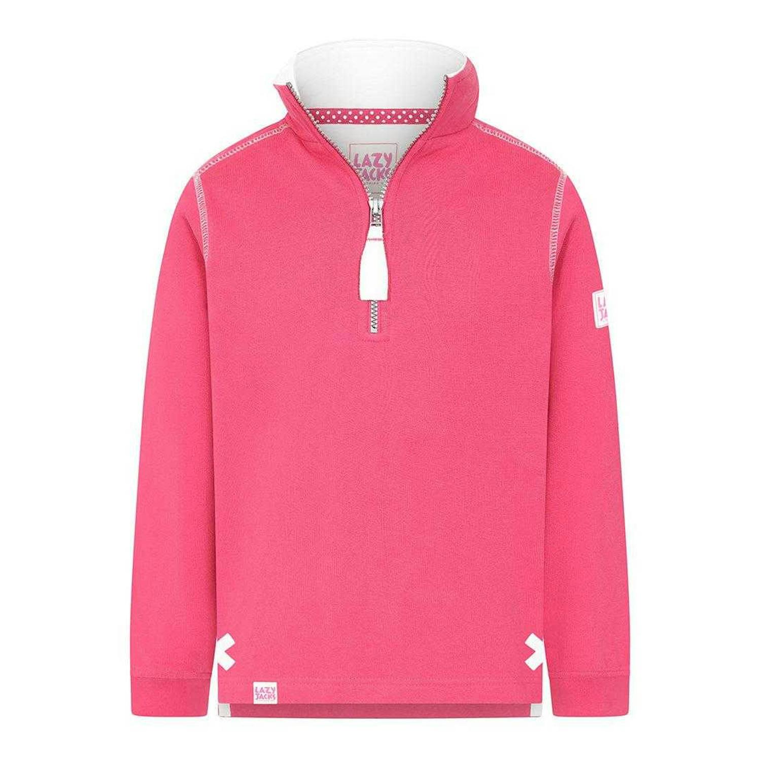 Lazy Jacks Girls Plain Soft Quarter Zip Sweatshirt - Cherry - 3-4 Years - Cherry - 100% Cotton