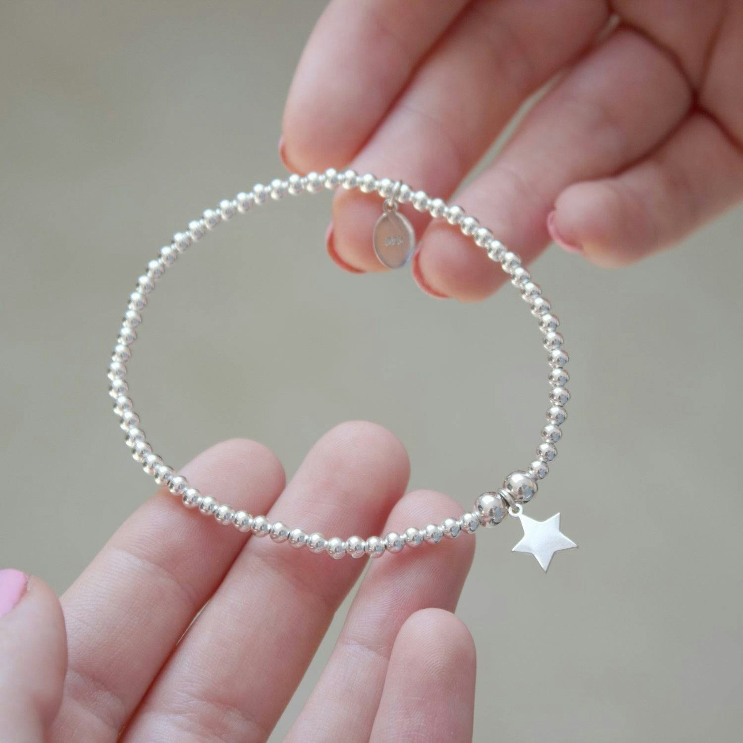 Mylee London Silver Personalised Star Bracelet - Sterling - S - 16Cm - No