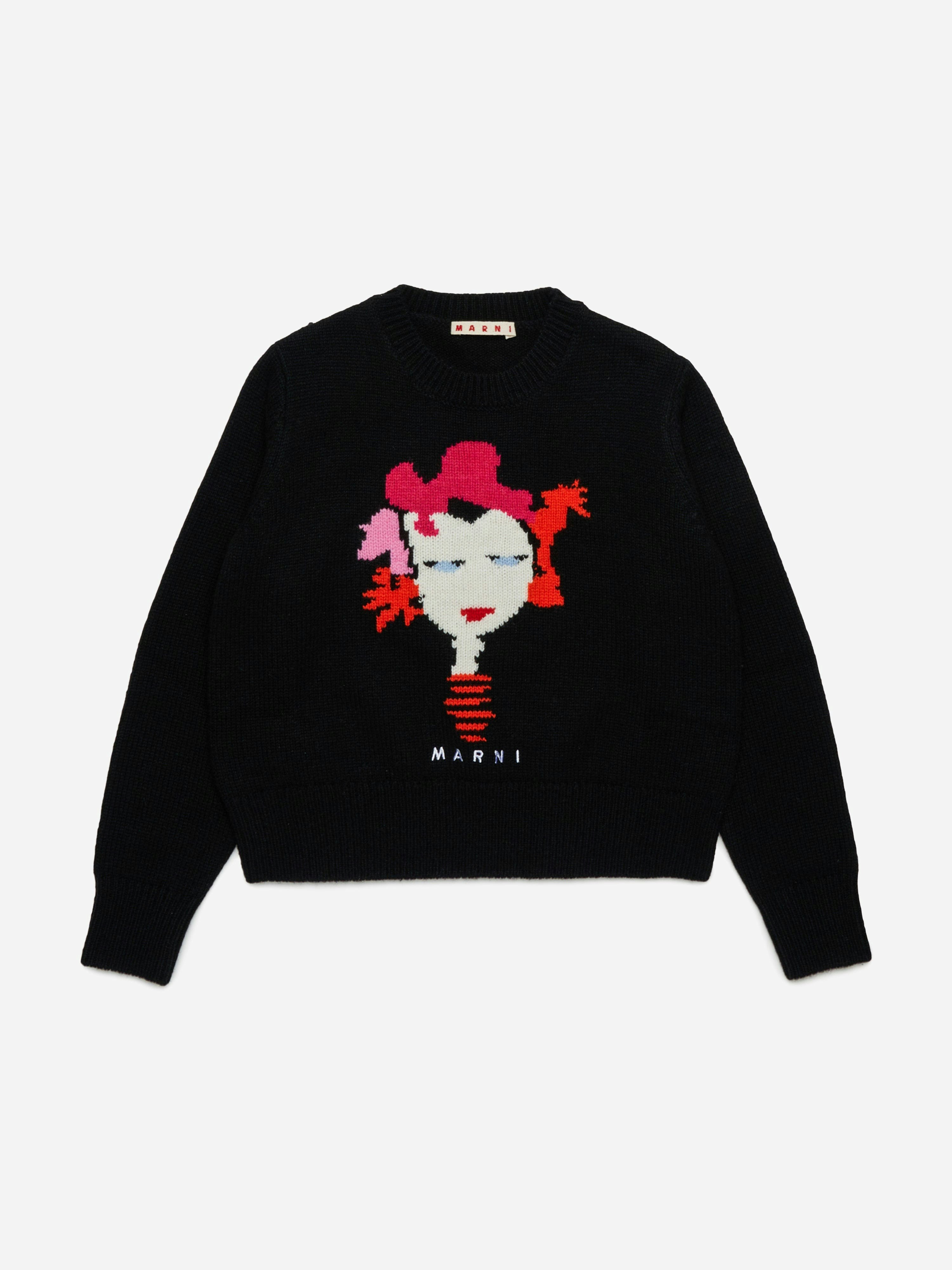 Marni Kids Girls Black Marni Wool Rock Doll Jumper In - 10 Yrs