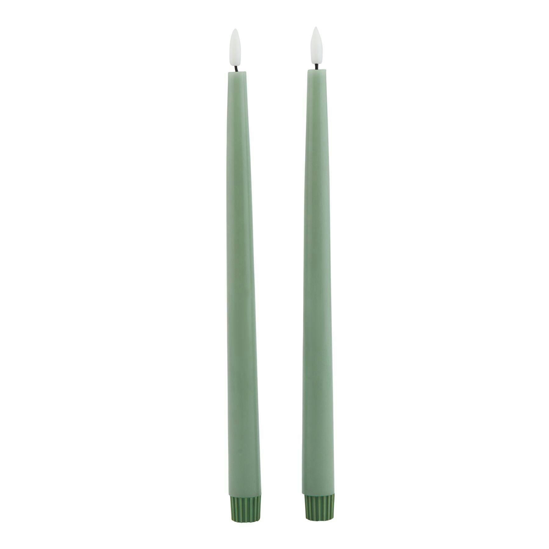 Hill Interiors Light Luxe Collection Electric Candle (Pack Of 2) - Sage - Sage - 25Cm X 2Cm X 2Cm - 100% Mixed