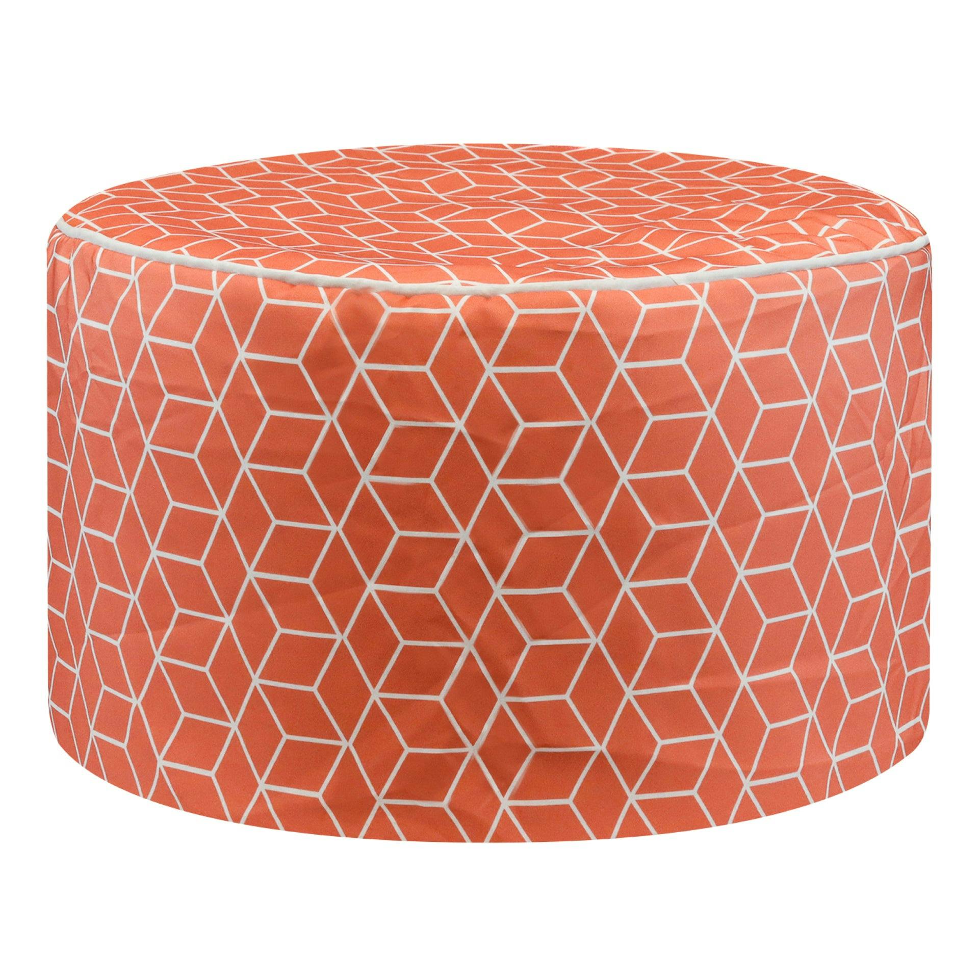 Gardenwize Outdoor Pouf Ottoman – Terracotta Cube Inflatable Footstool