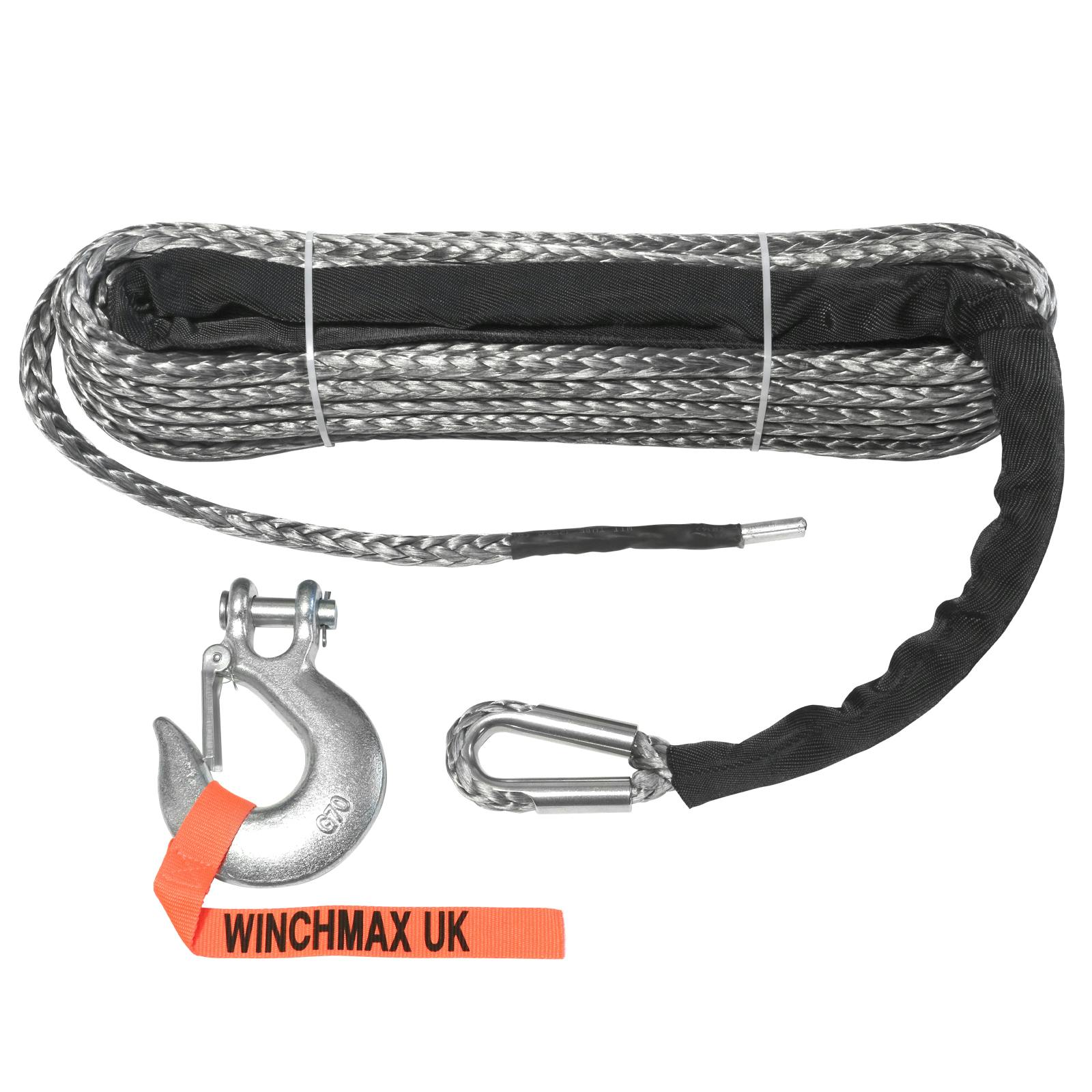 Winchmax Synthetic Winch Rope 25M X 13Mm, Hole Fix. 1/2 Inch Clevis Hook.