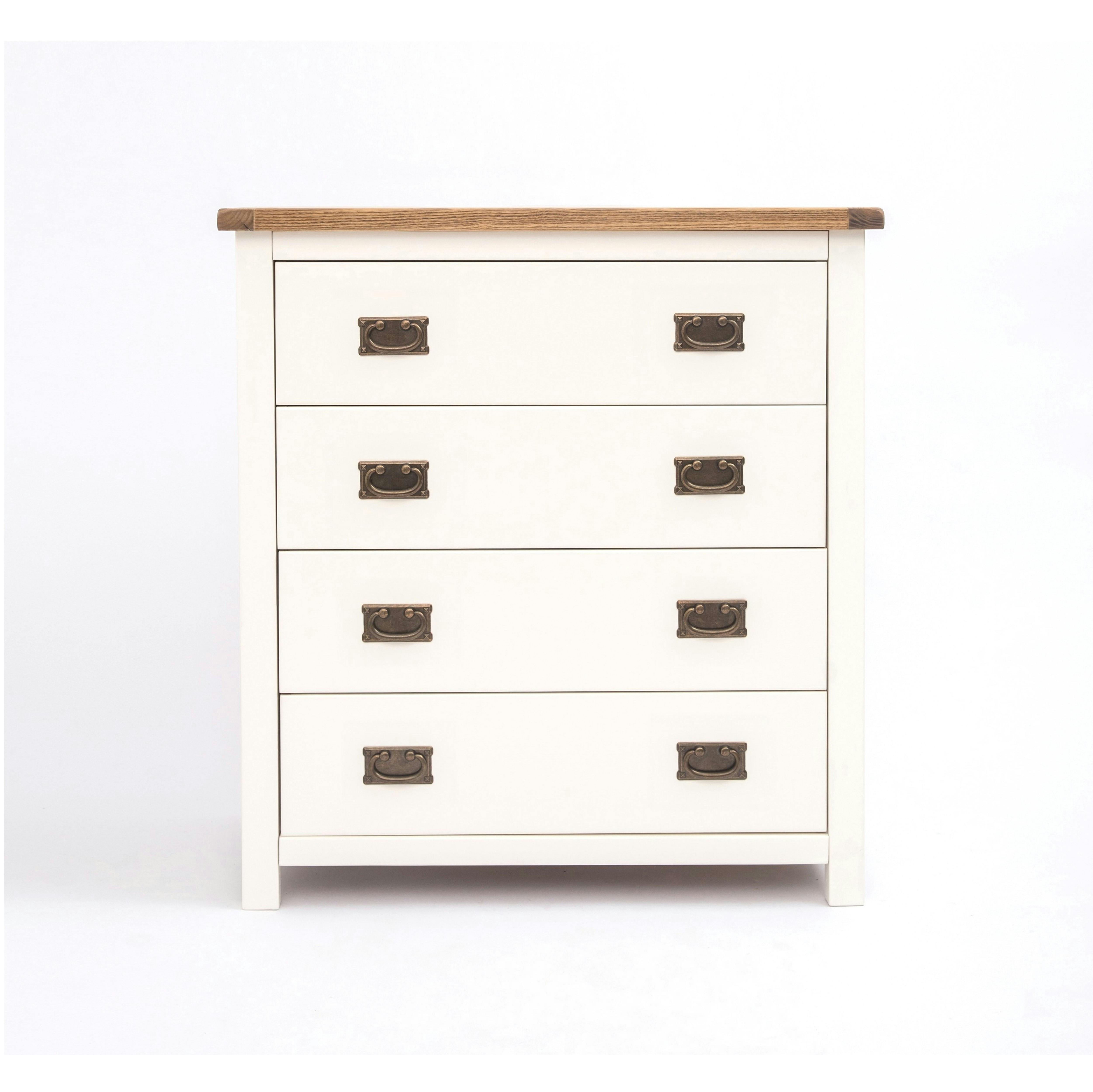 Lovere Chest of Drawers - 4 Drawer - White - Brass Drop Handles - Image 2