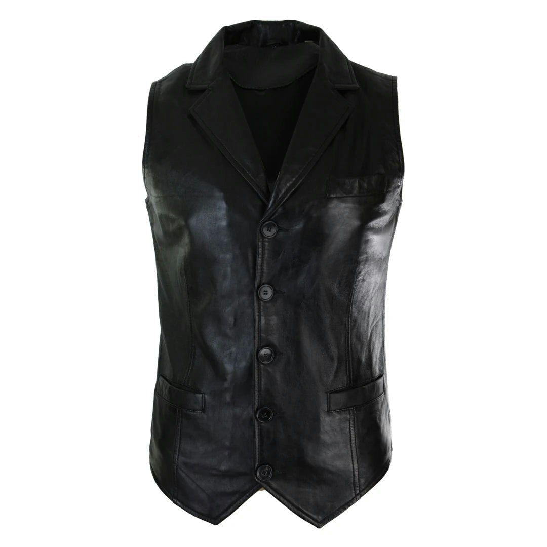 Infinity Leather Men's Brown/Black/Burgundy Leather Company Leather Tan Gilet Waistcoat - 5XL