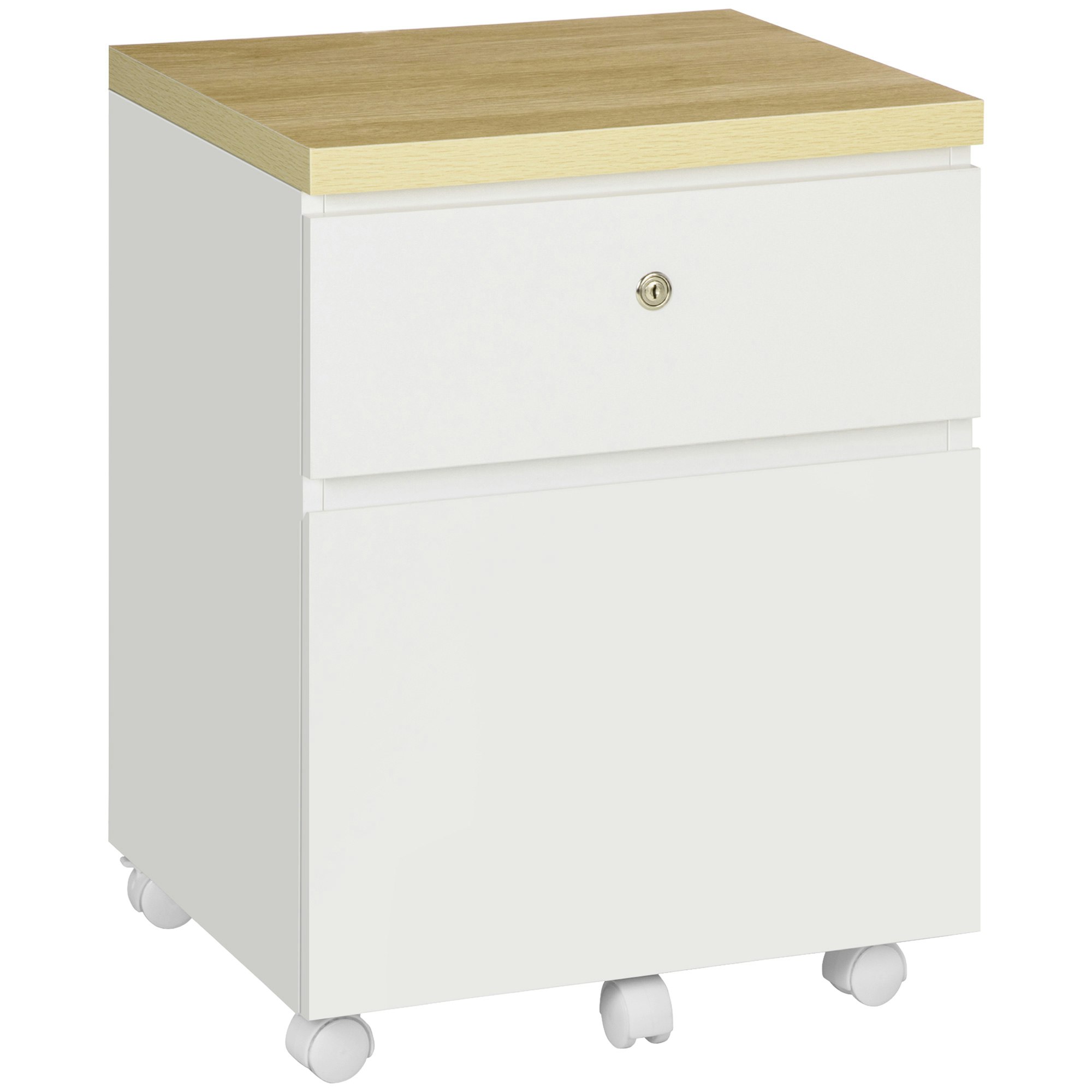 Vinsetto White Mobile Filing Cabinet Lockable File Cabinet Legal W/ Drawers Large