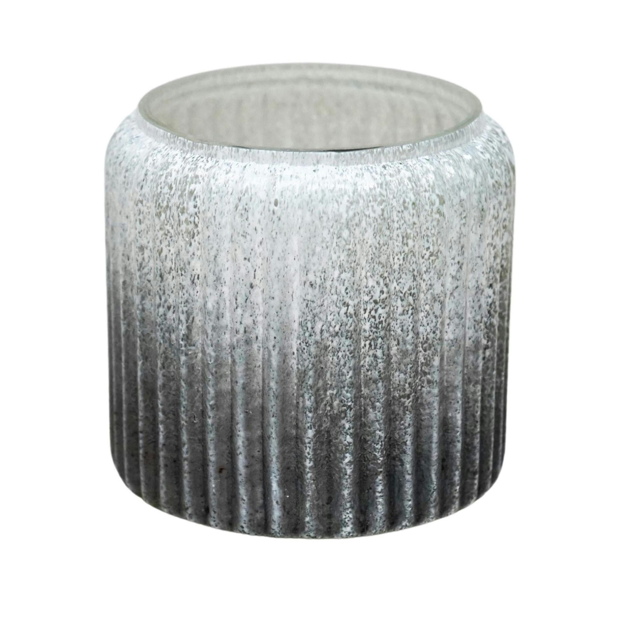 Rackhams Blue Verre Frosted Ribbed Glass Planter - Atlantic - 15Cm